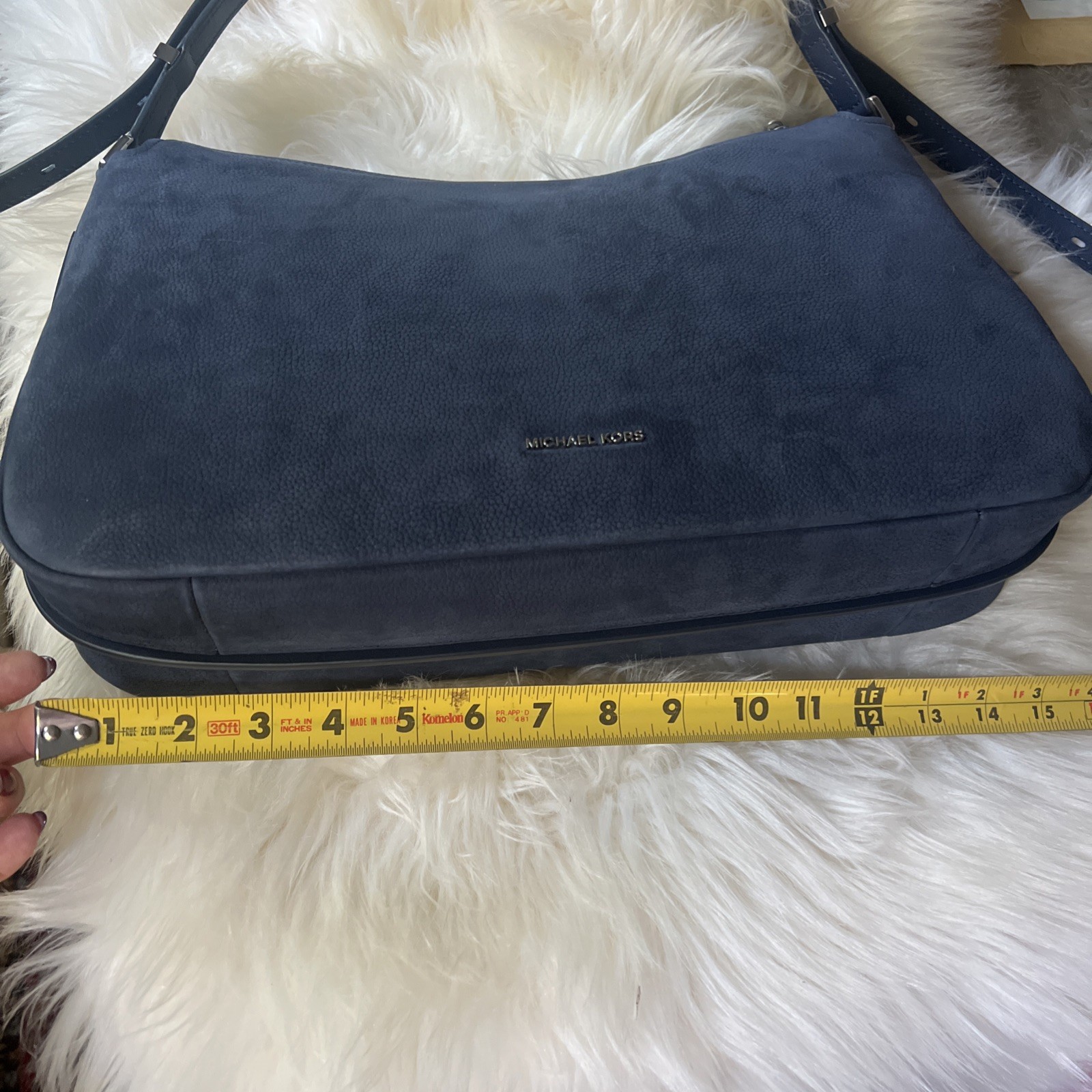 NWT Michael Kors Nolita Medium Nubuck -Leather Shoulder Crossbody Bag DressBlues