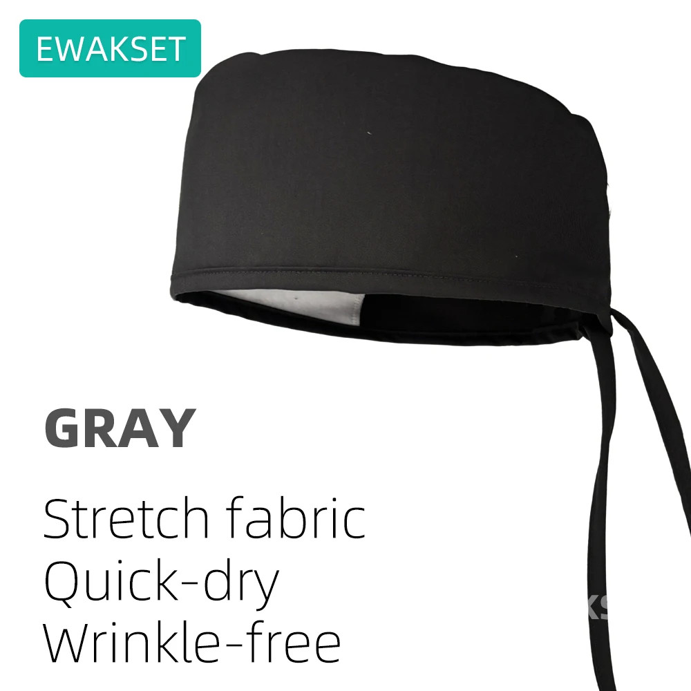 Solid Surgical Cap Stretch Quick Dry Wrinkle Free Operating Room Hat Woman Man