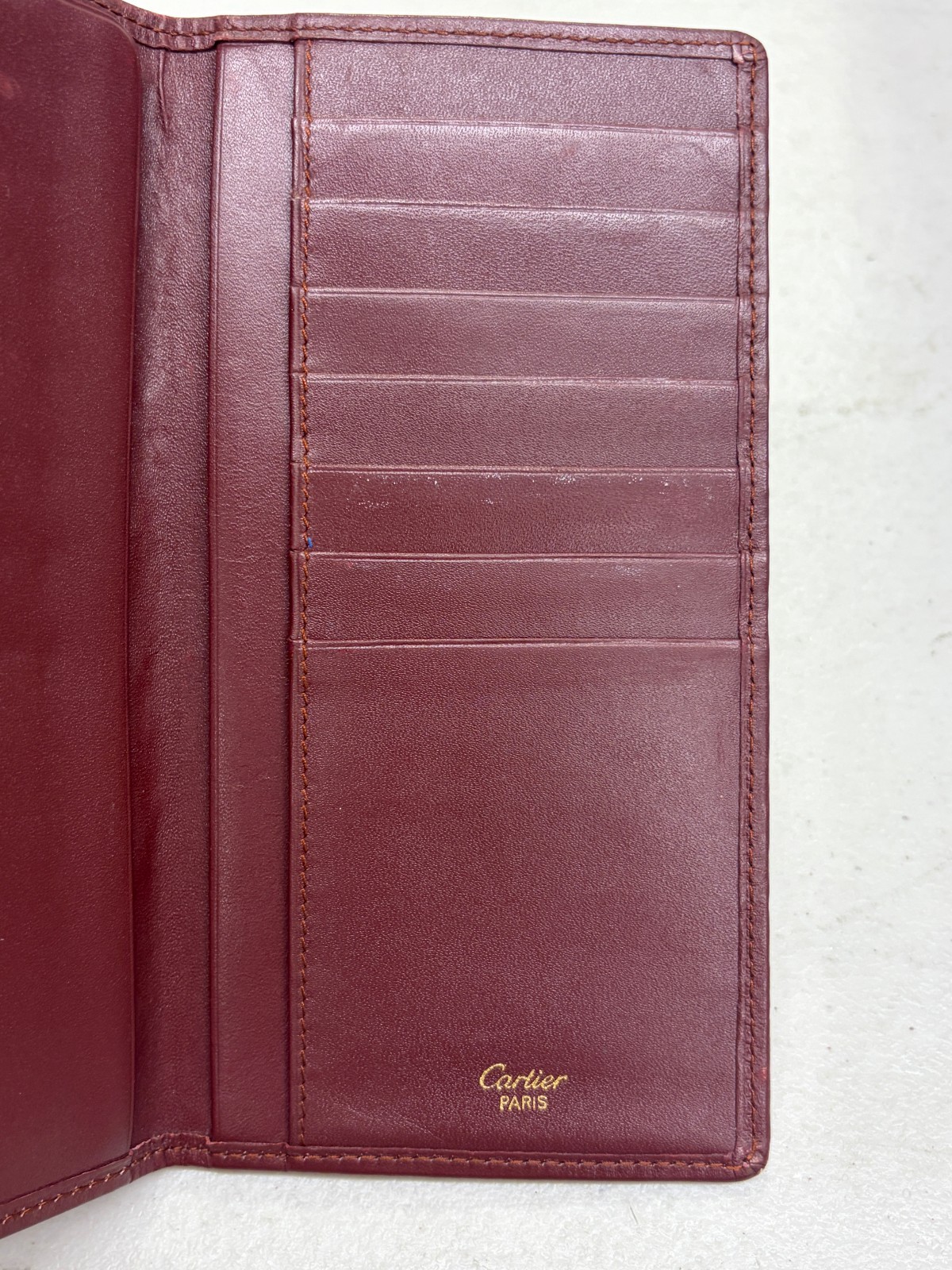 Cartier Leather Long Bifold Wallet in Burgundy / Pre-Owned