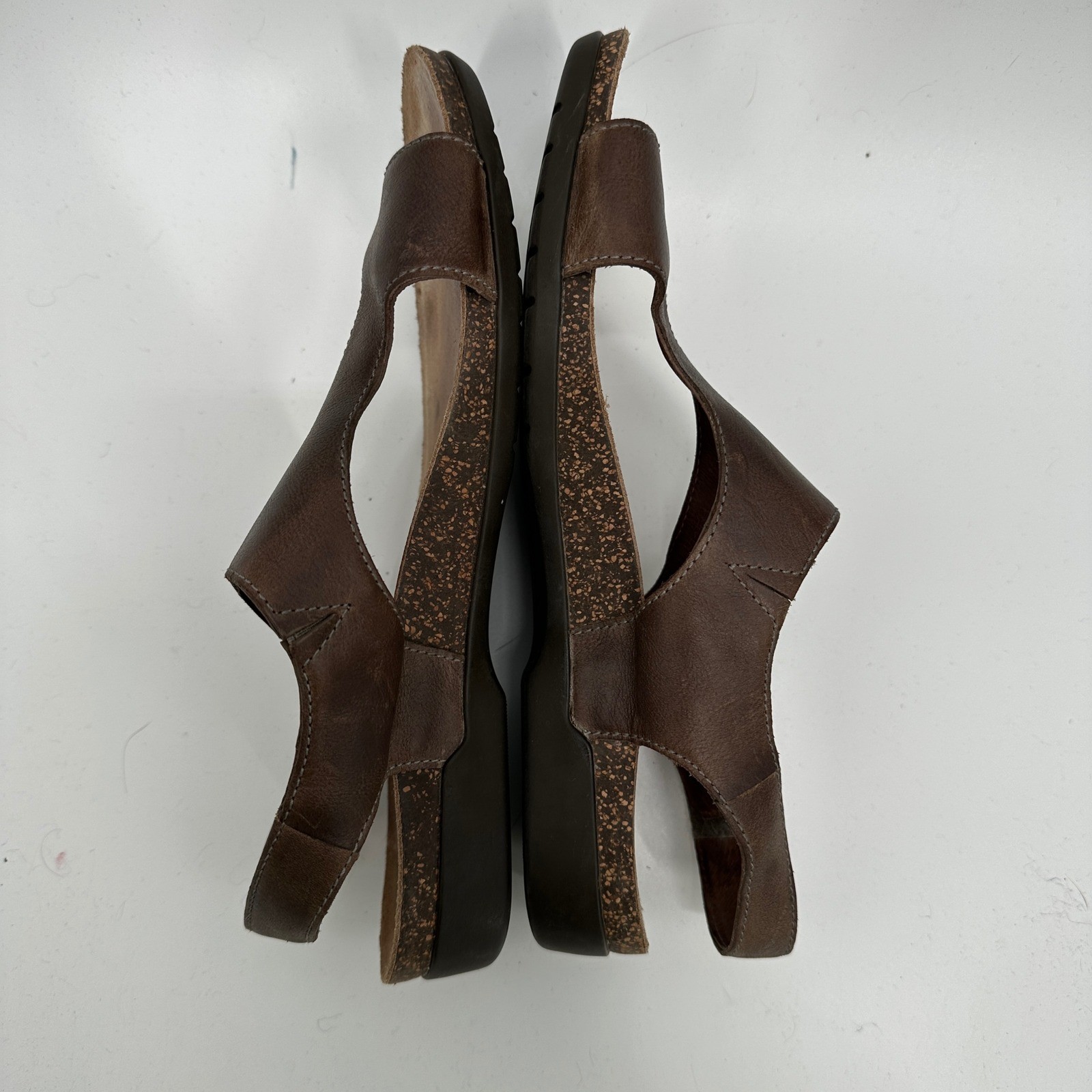 Dansko Reece Brown Leather Toe Loop Sandals Women’s Size 9.5-10 M 40 Hook Loop
