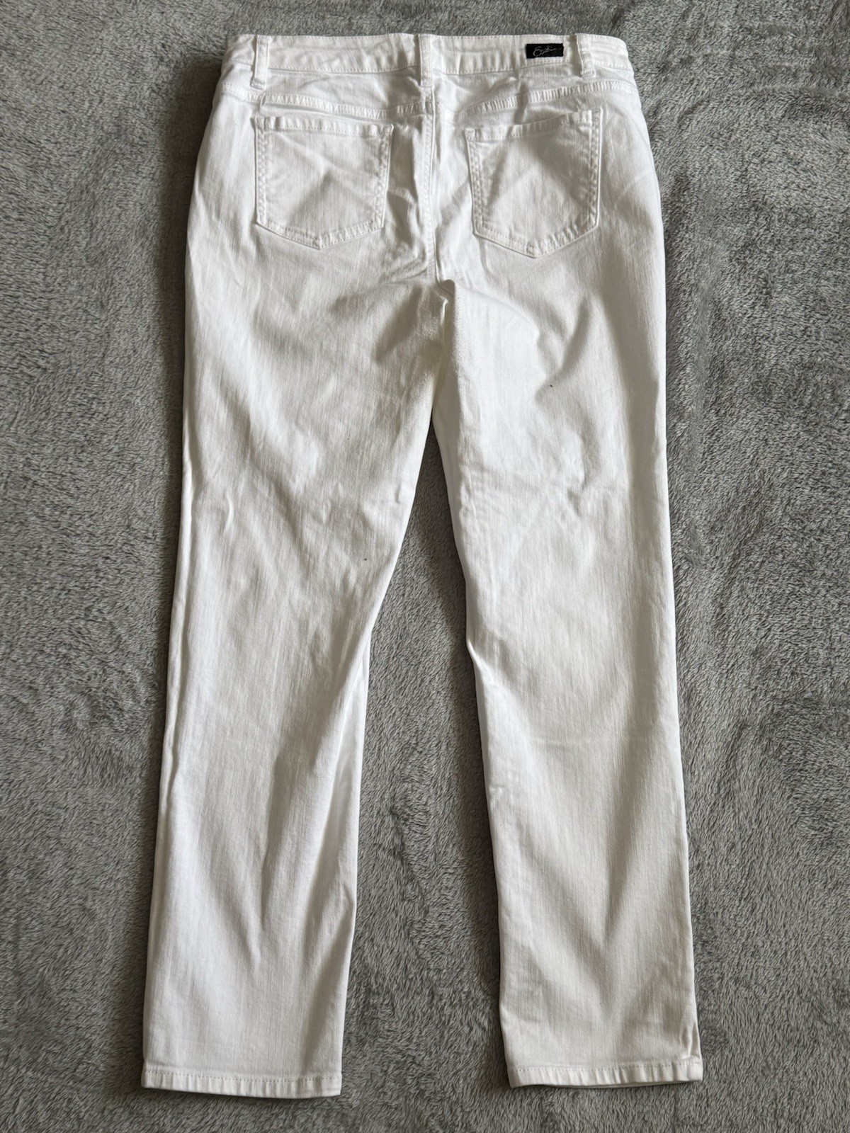 Earl Jean Womens White Distressed Straight Leg Denim Jeans Ripped Size 16