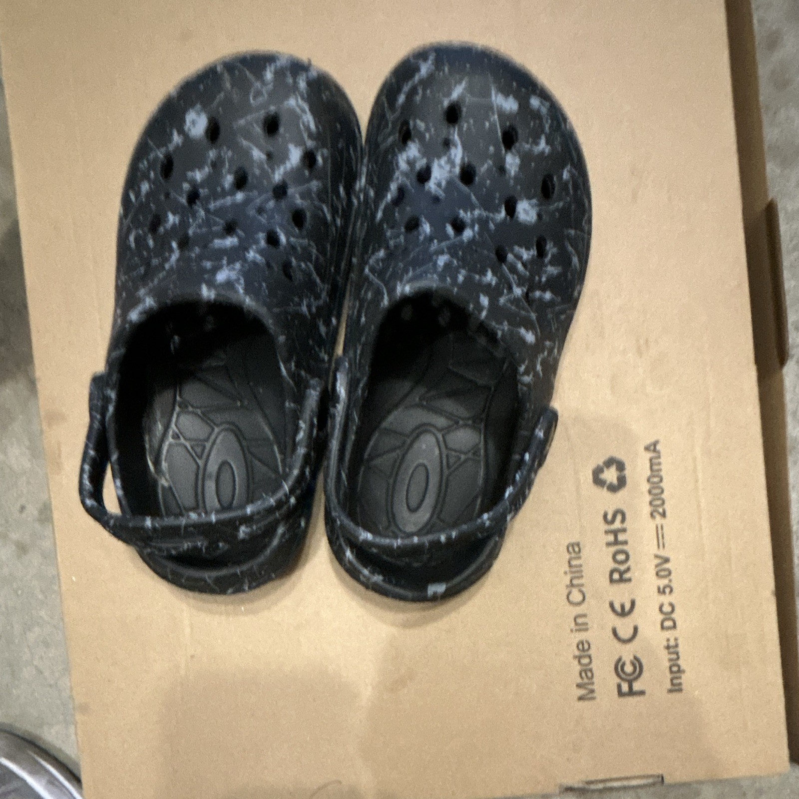 Unisex Kids Black/Gray Speckled Clog Slip-On Sandals Round Toe