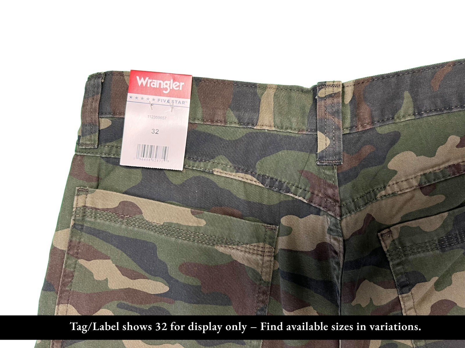 Wrangler Men’s Smooth Camo Pant Fleece Lined Cargo Relaxed Fit Five Star (S02)
