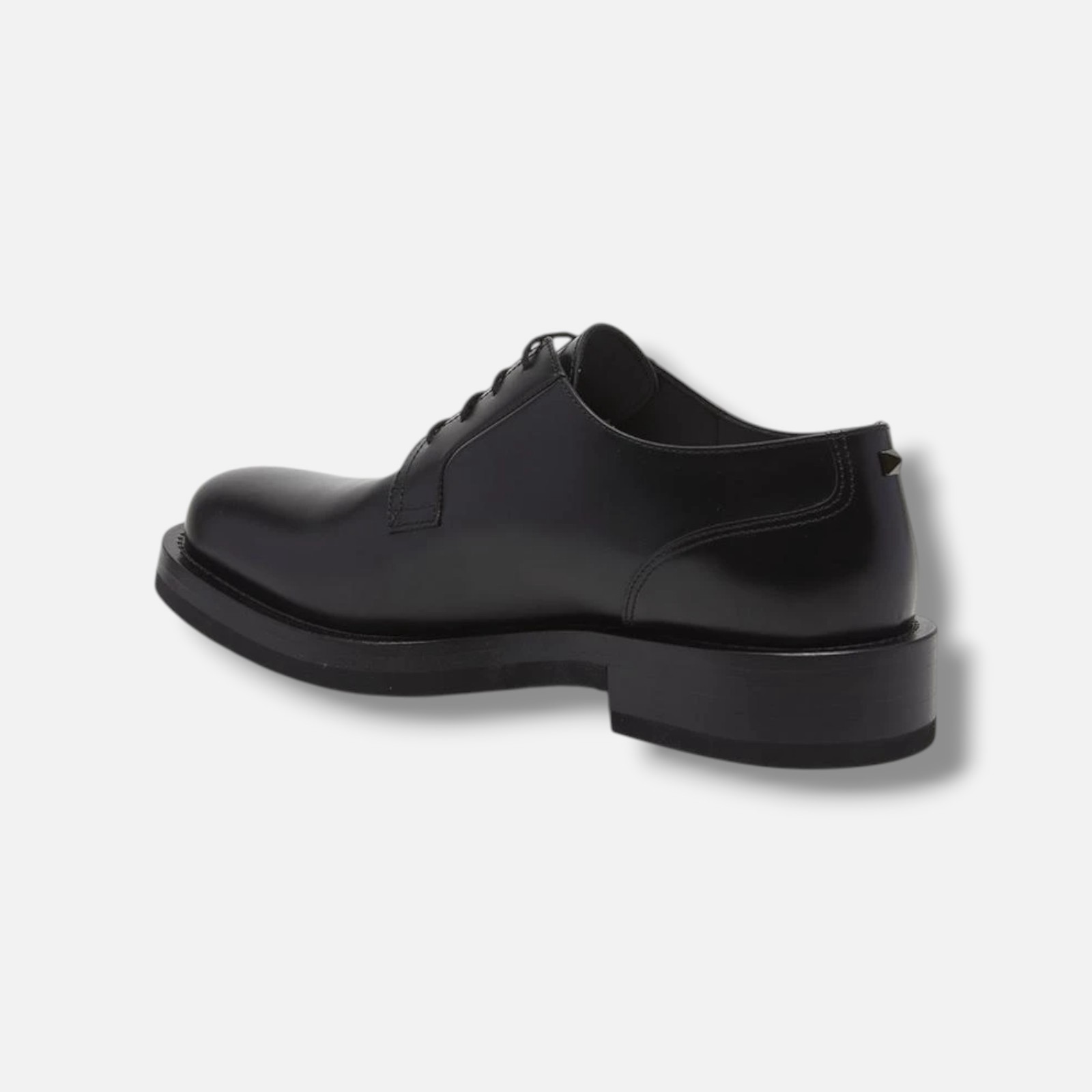 Valentino Garavani Men’s Black Single Stud Leather Derby Shoes Size EU:45 US:12