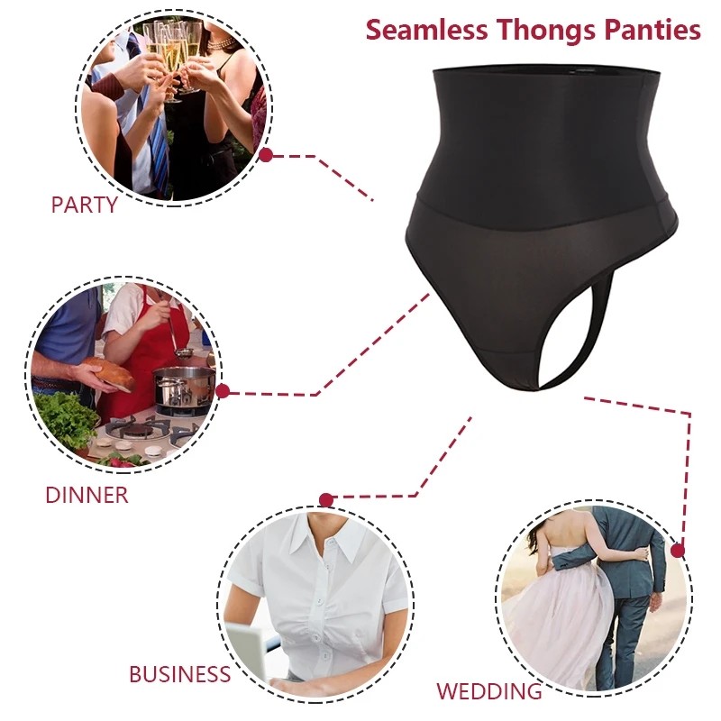 2 Pack Women High Waist Tummy Control Thong Butt Lifter Body Shaper Sexy Shorts
