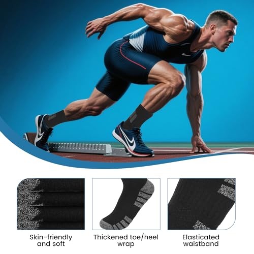Men’s Cotton Crew Work Socks – Cushioned Boot Socks for 10-13 Olive Assorted