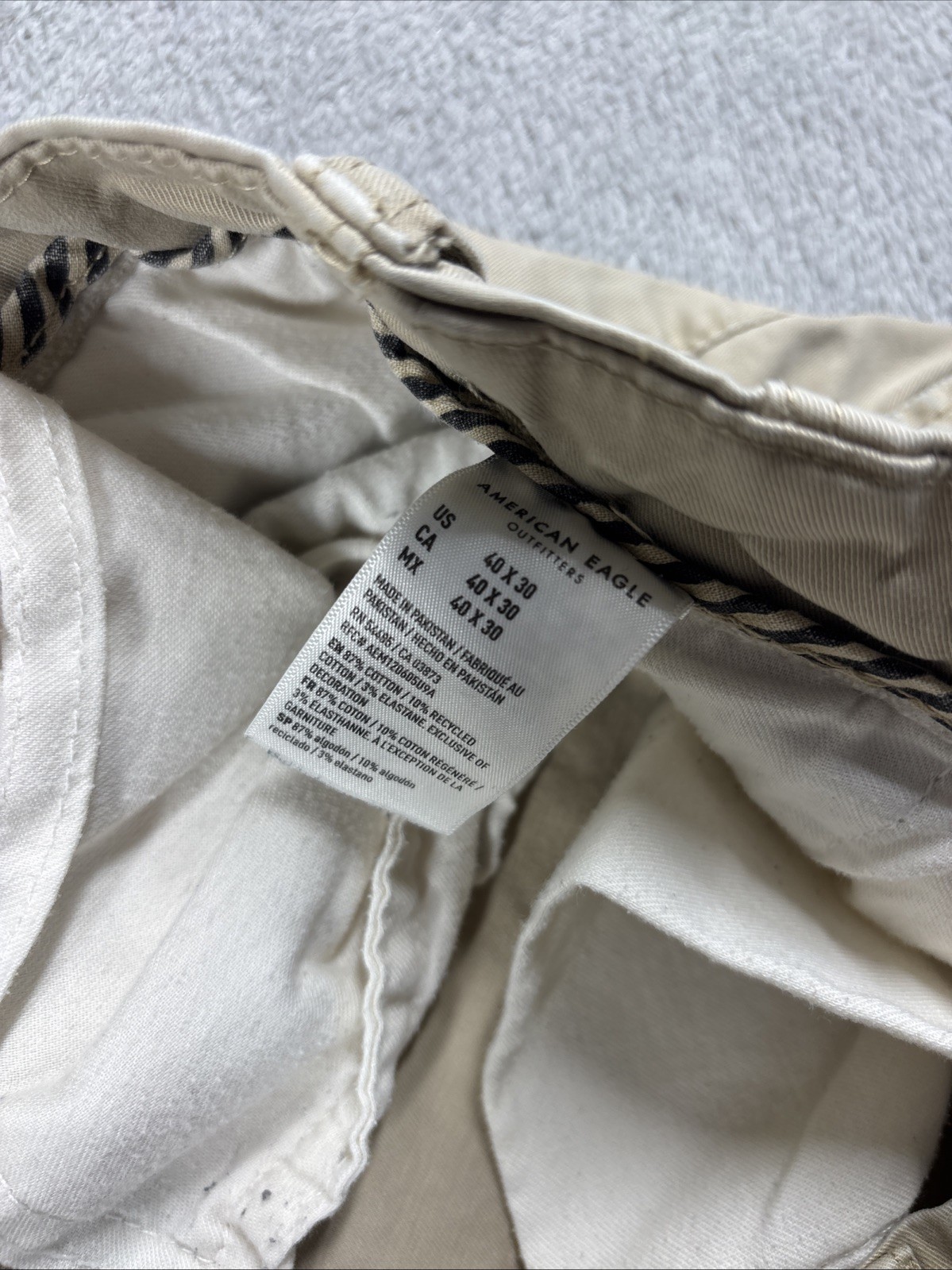 American Eagle Flex Khaki Chino Pants Men’s Size 40×30 Straight Fit Tan Beige
