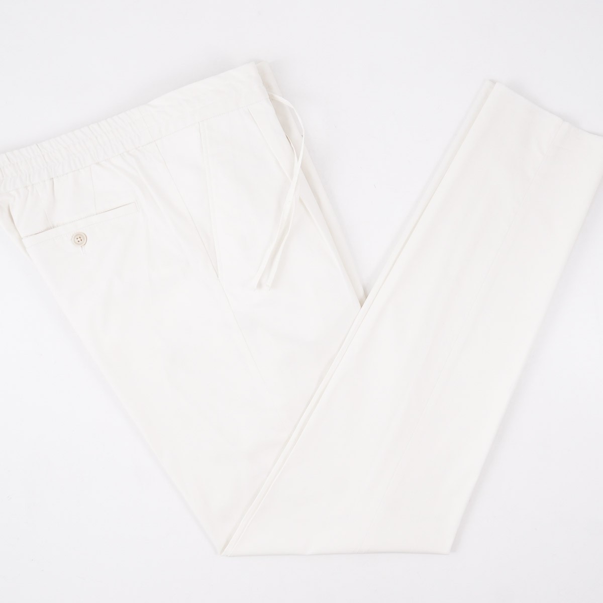 Brett Johnson Cream White Cotton Drawstring Waist Pants L 35-36 (Eu 52) NWT