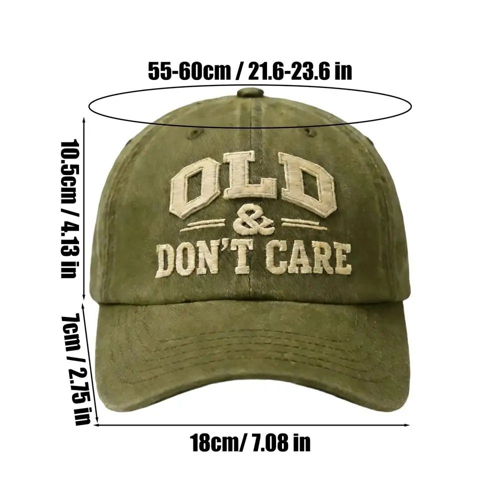 Old & Don’t Care Cap, Adjustable Retro Funny Embroidered Unisex Baseball Hat