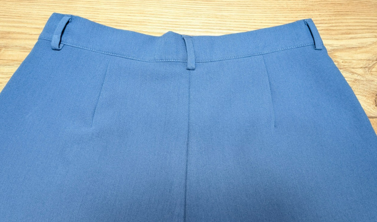 BNWT M&S BLUE Barrel Leg High Waist Pleated Smart TROUSERS UK 16 regular