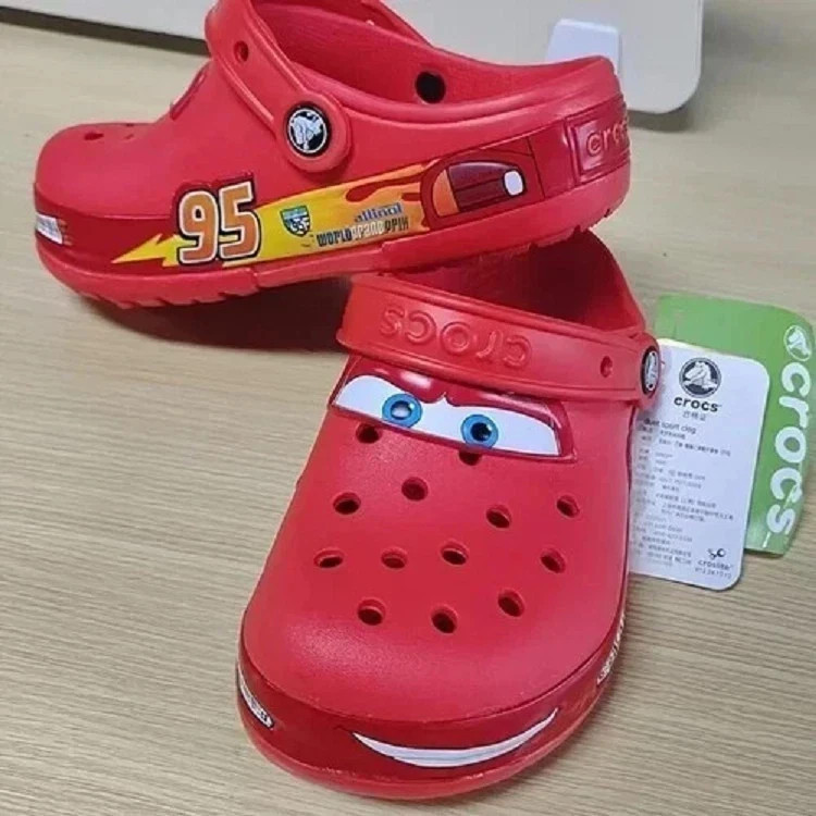 Kid’s LIGHT-UP Lightning McQueen Crocs boys girls Shoe Clog Disney C8-C9 Size **