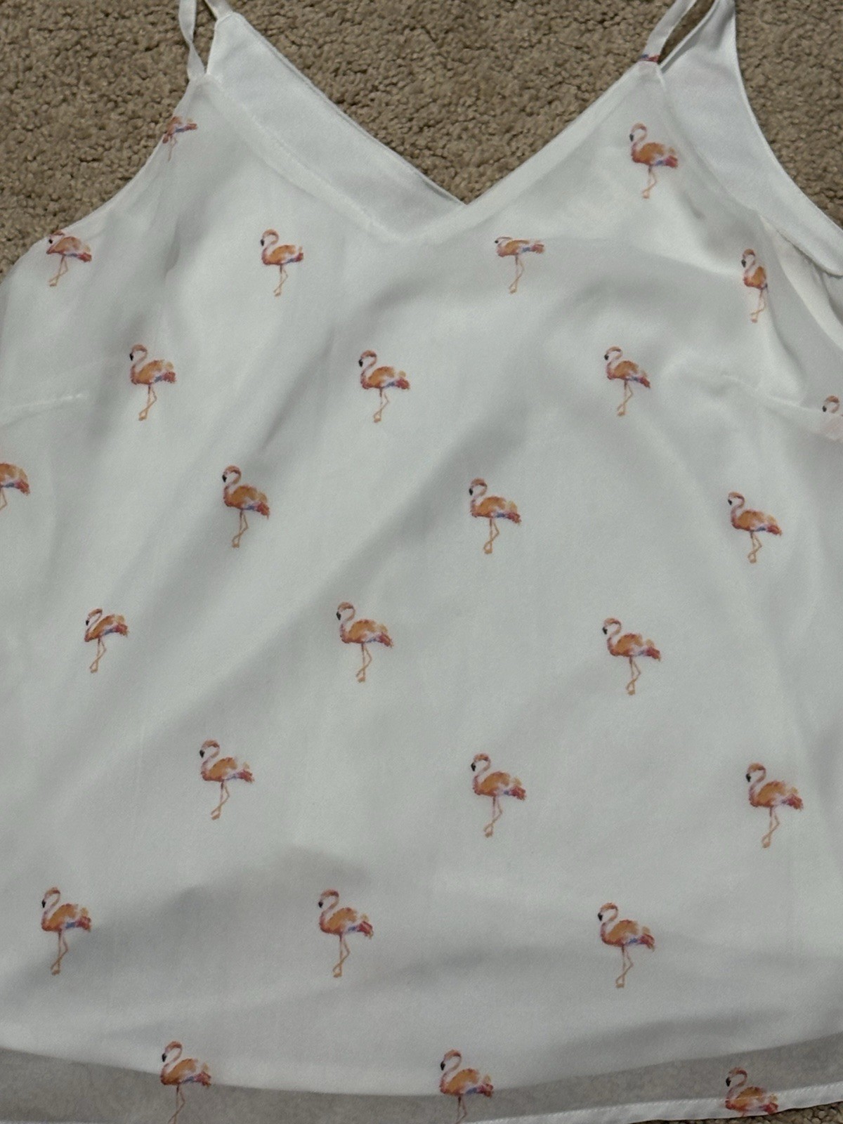 Japna Womens Shirt Size Medium Multicolor Flamingo Print Classic Dressy Flowy