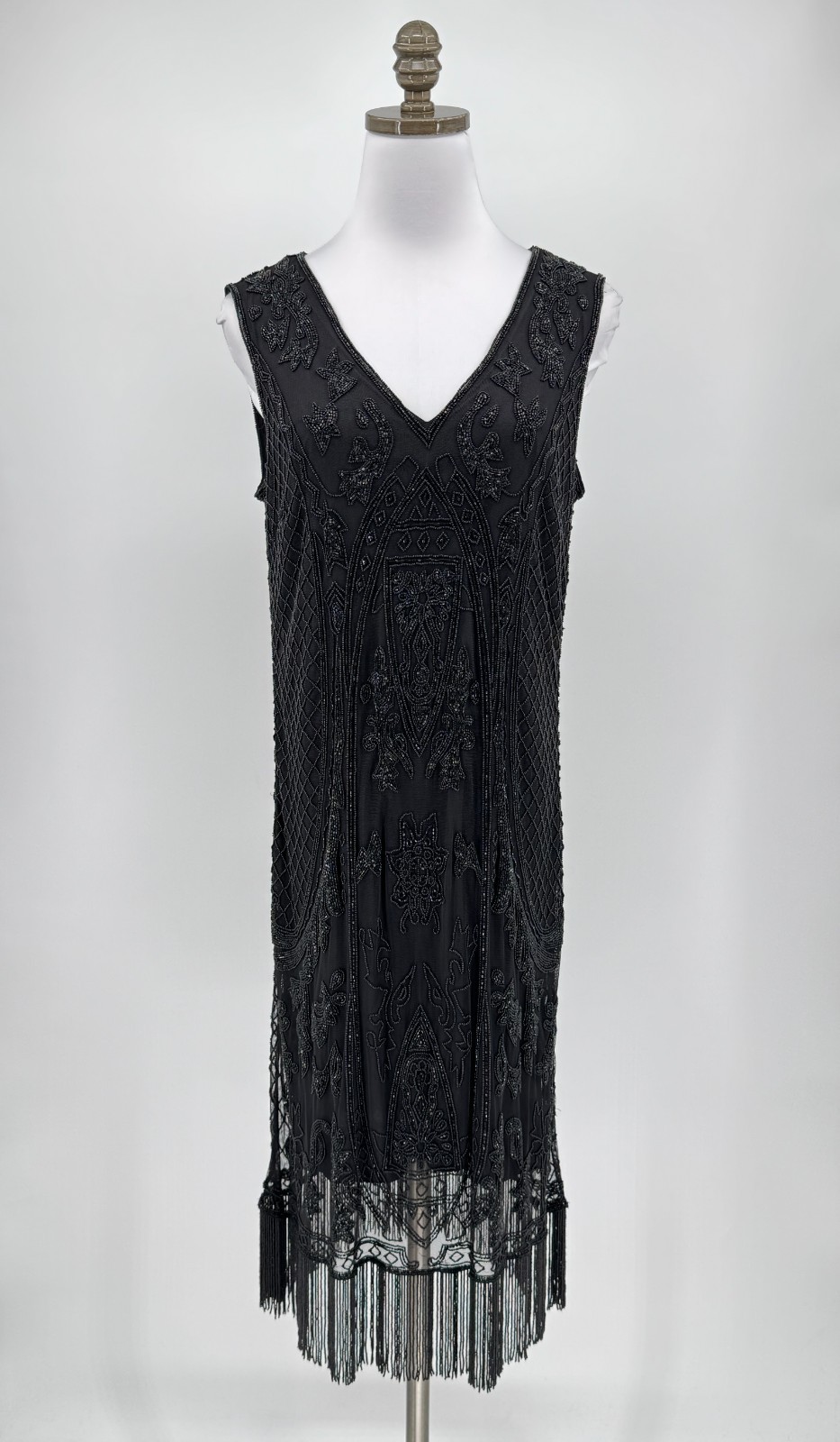 Lauren Ralph Lauren Black Label Beaded Fringe Sleeveless Shift Dress Sz 6 NEW
