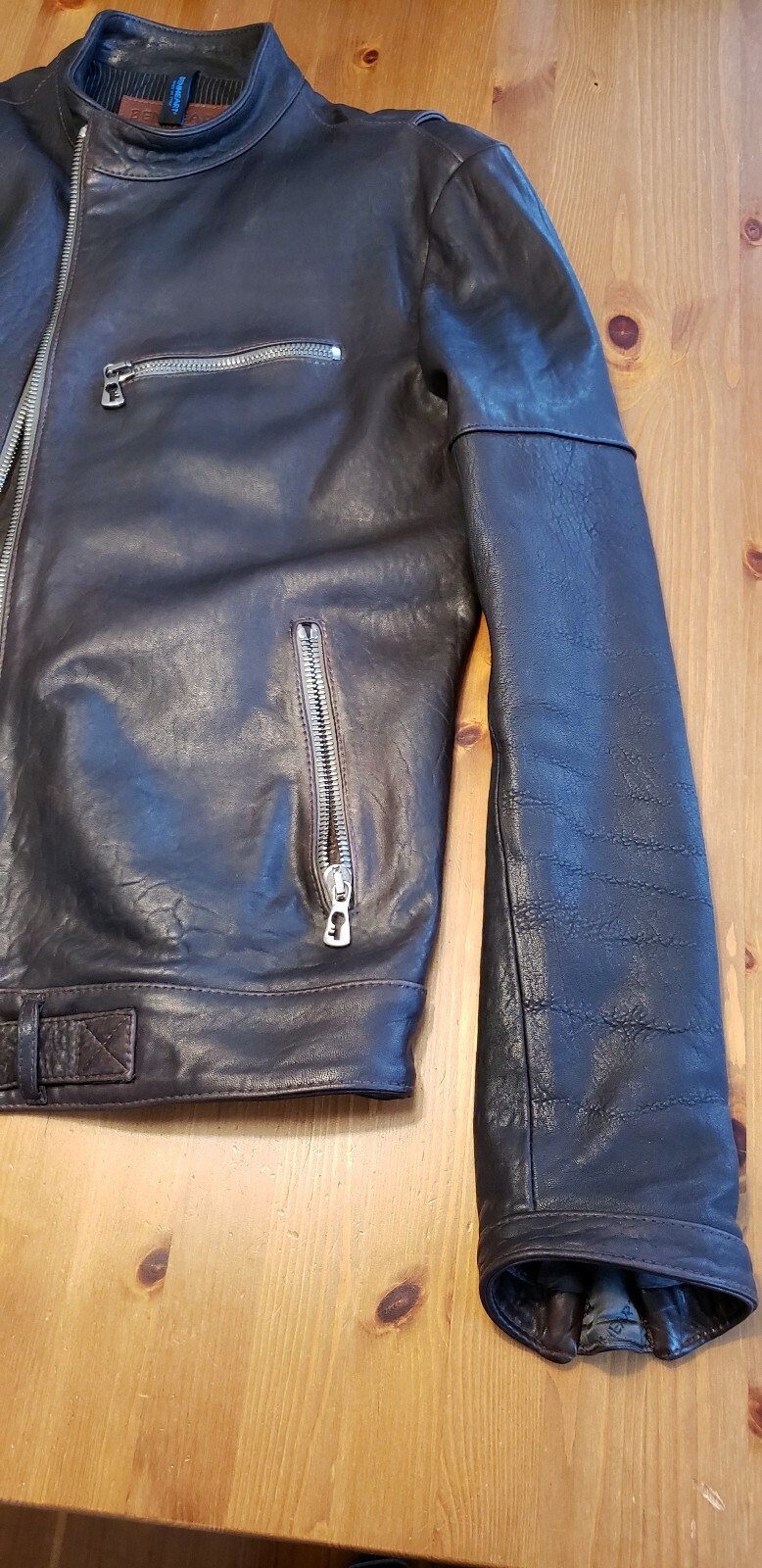 Benheart Pino Nuova Zelanda Lambskin Cafe Racer Leather Jacket Sz. M/L US40 EU50