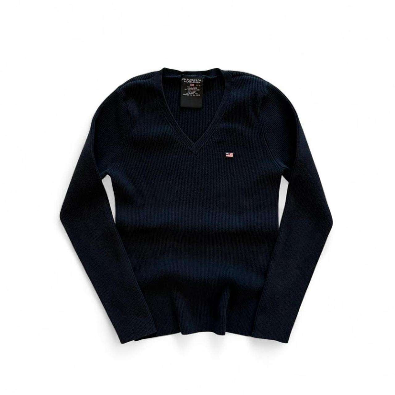Vintage Polo Jeans Co. Ralph Lauren Black Ribbed V-Neck Sweater Women’s Medium