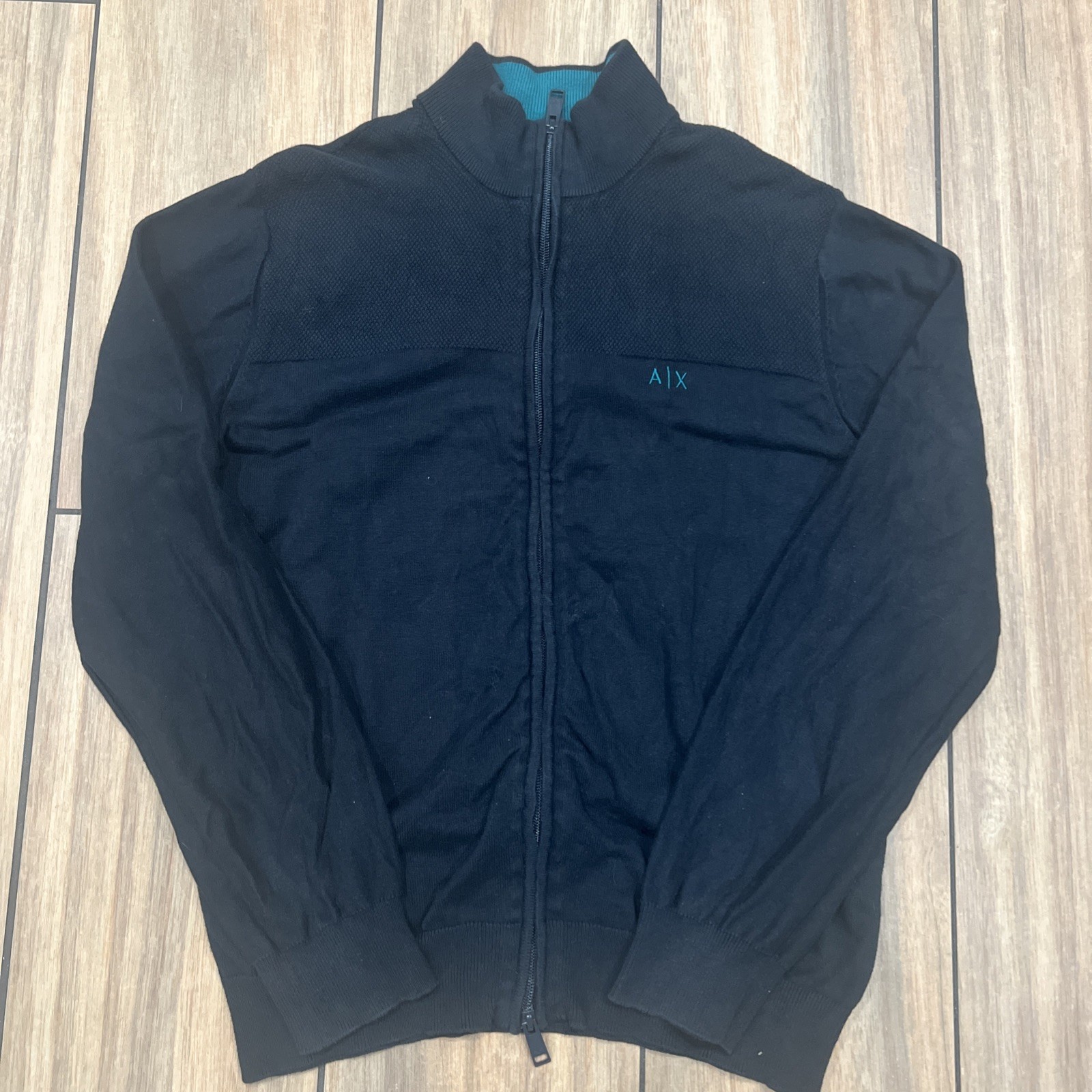 Armani Exchange Men’s Medium Zip Pullover Sweeter Designer Modern Casual Knit
