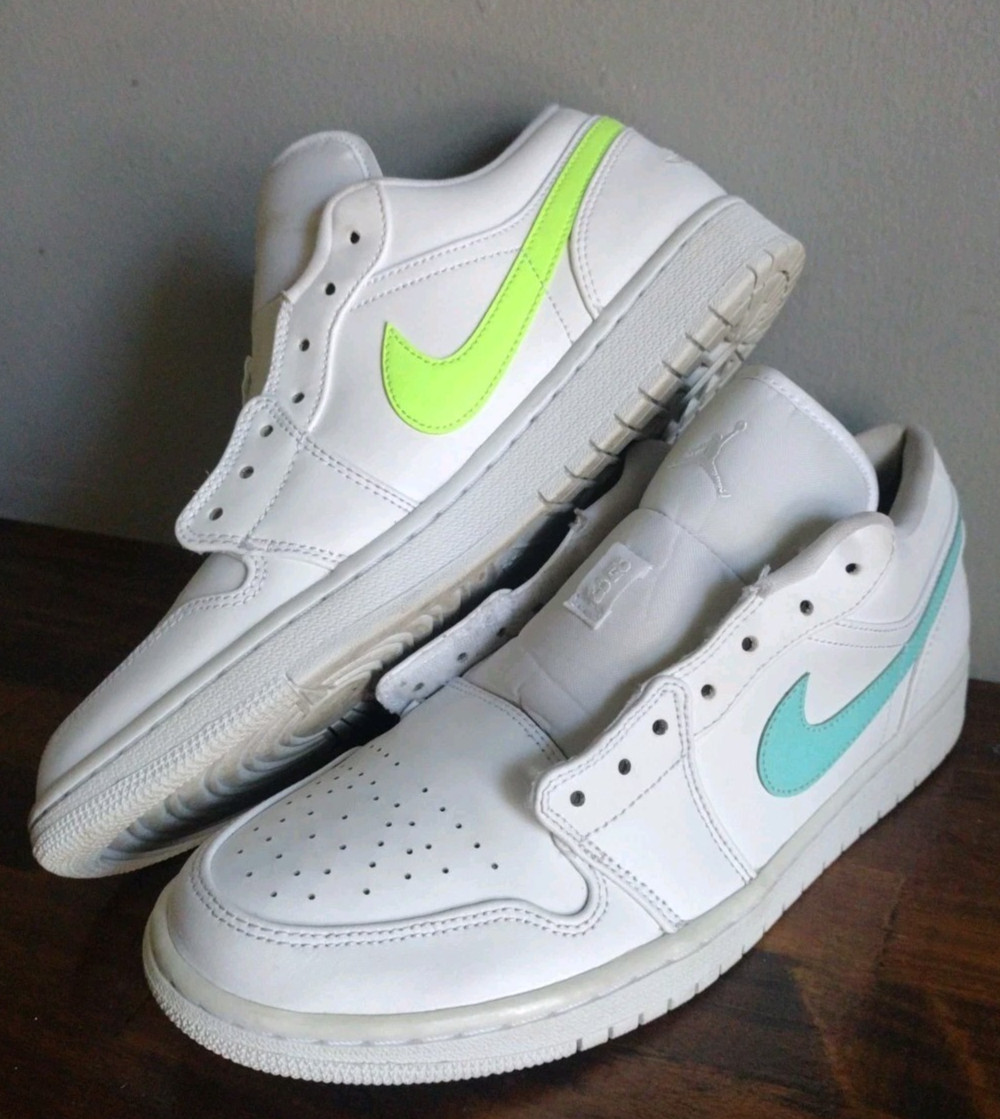Size 10 – Air Jordan 1 Low White with Multi-Color Swoops 🔥 Clean