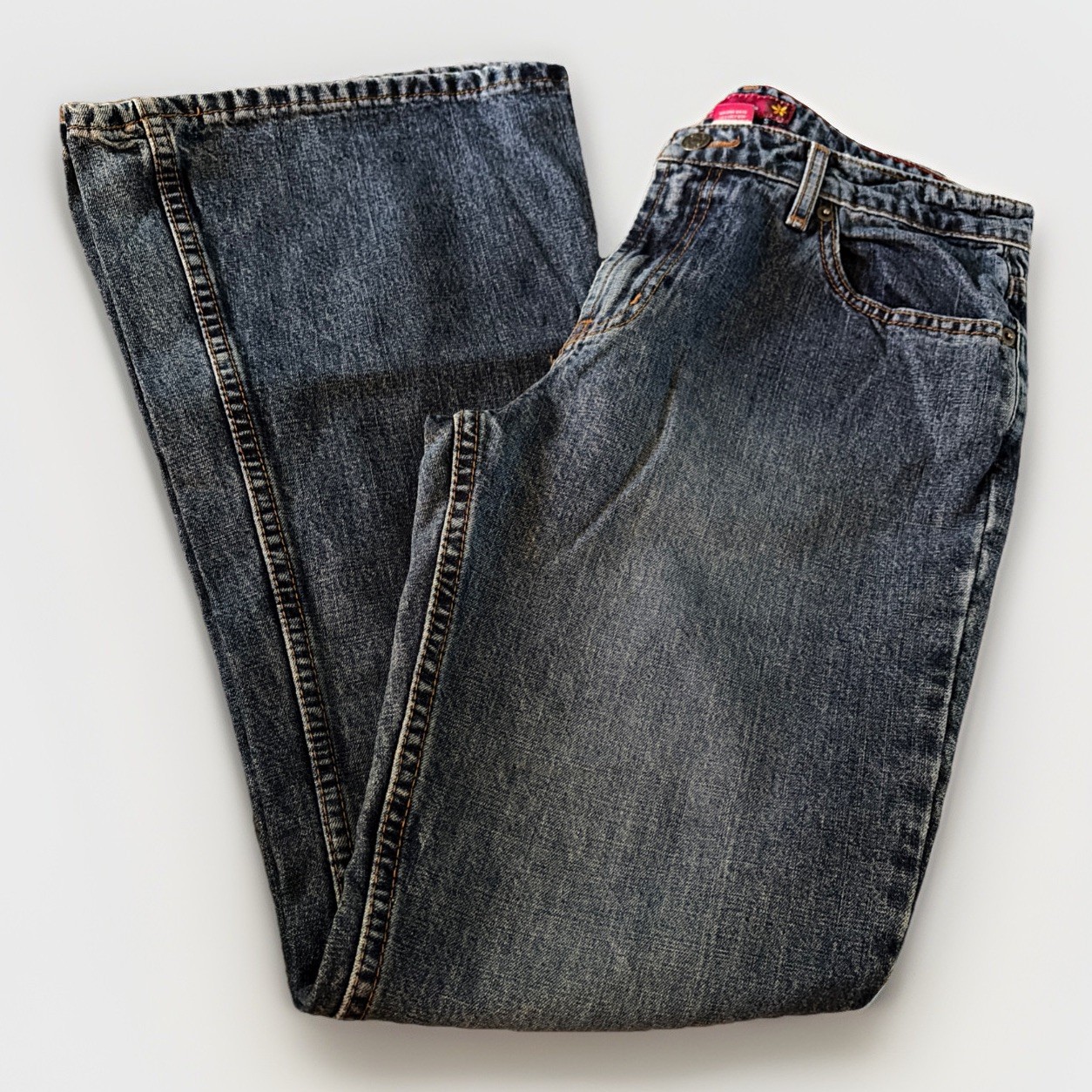 SO Flare Jeans Women Size 9 Blue Distressed Wash Vintage Y2K Low Rise