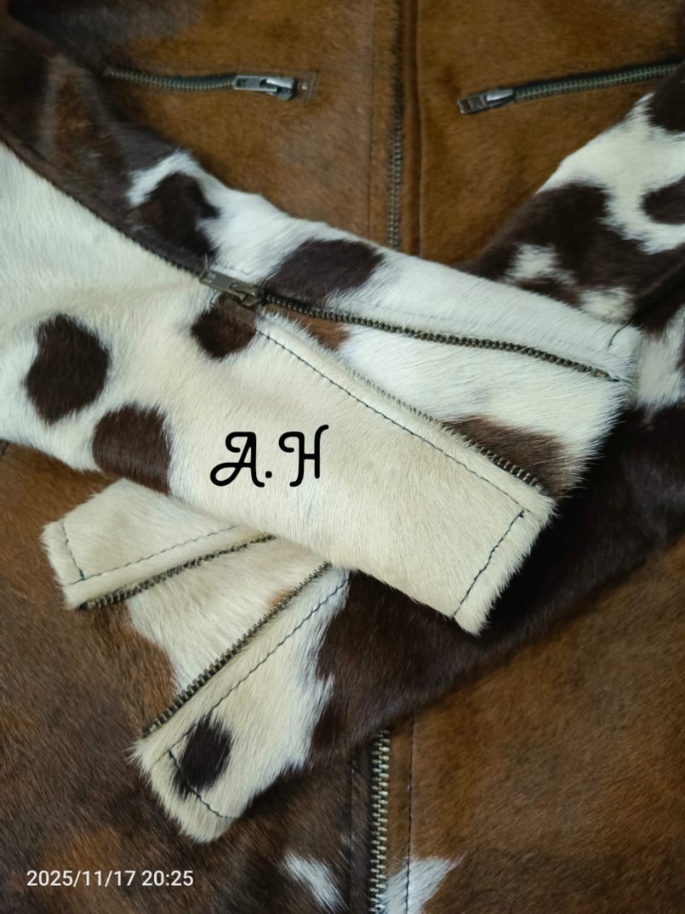Vintage Western Cowhide Jacket with Real Hair-on Pony Skin And Cow Print Jacket