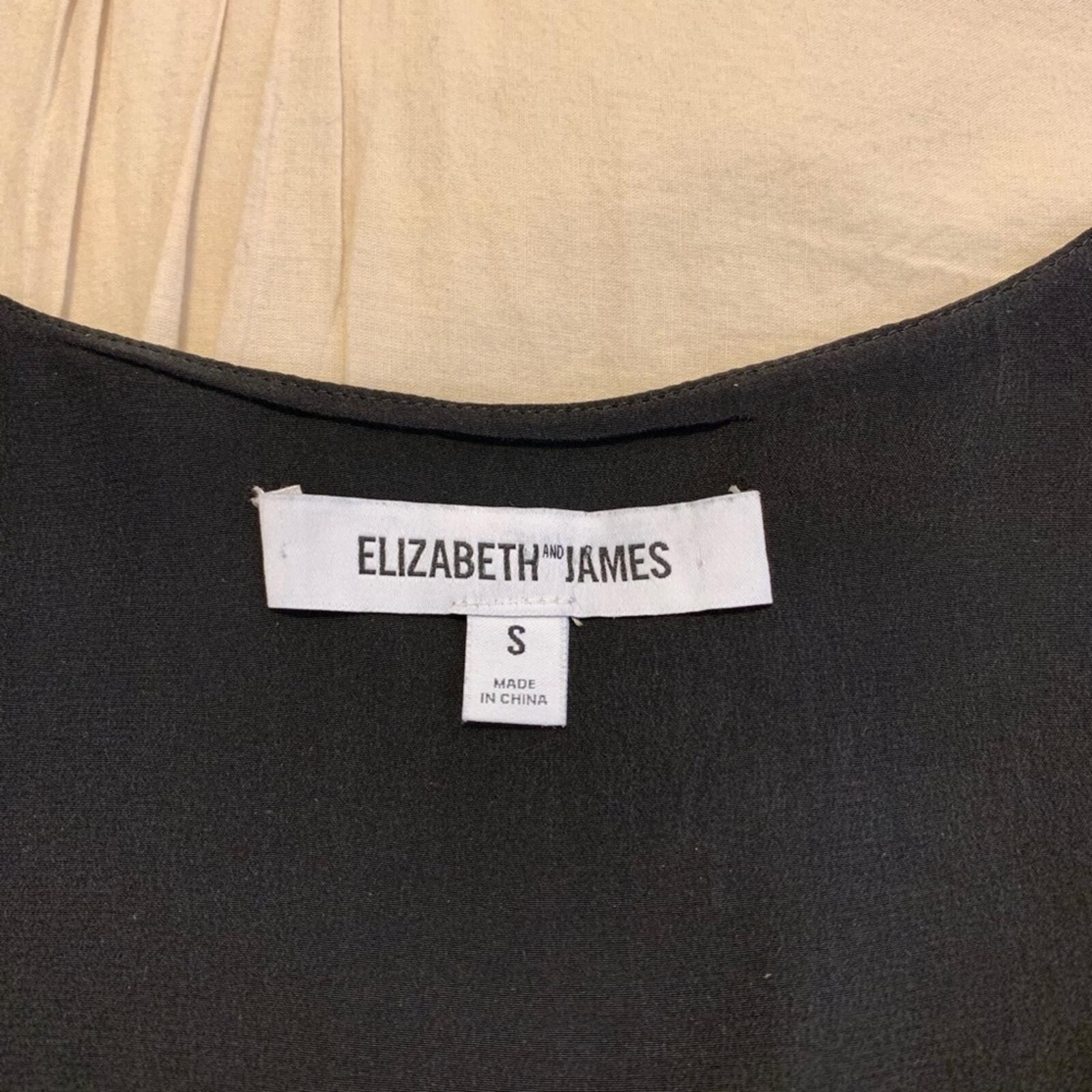 Elizabeth And James Black Asymmetrical Raw Edge 100% Silk Layering Tank