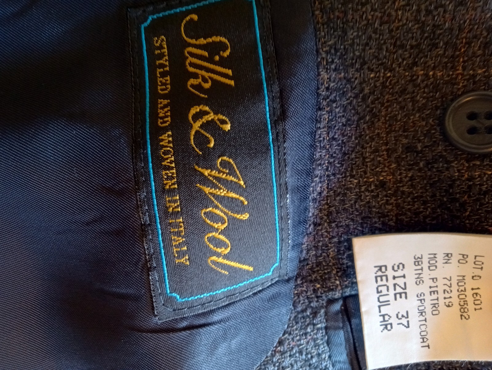 Pronto Uomo Blue & Charcoal Windowpane Silk Wool Sportcoat Blazer 37R