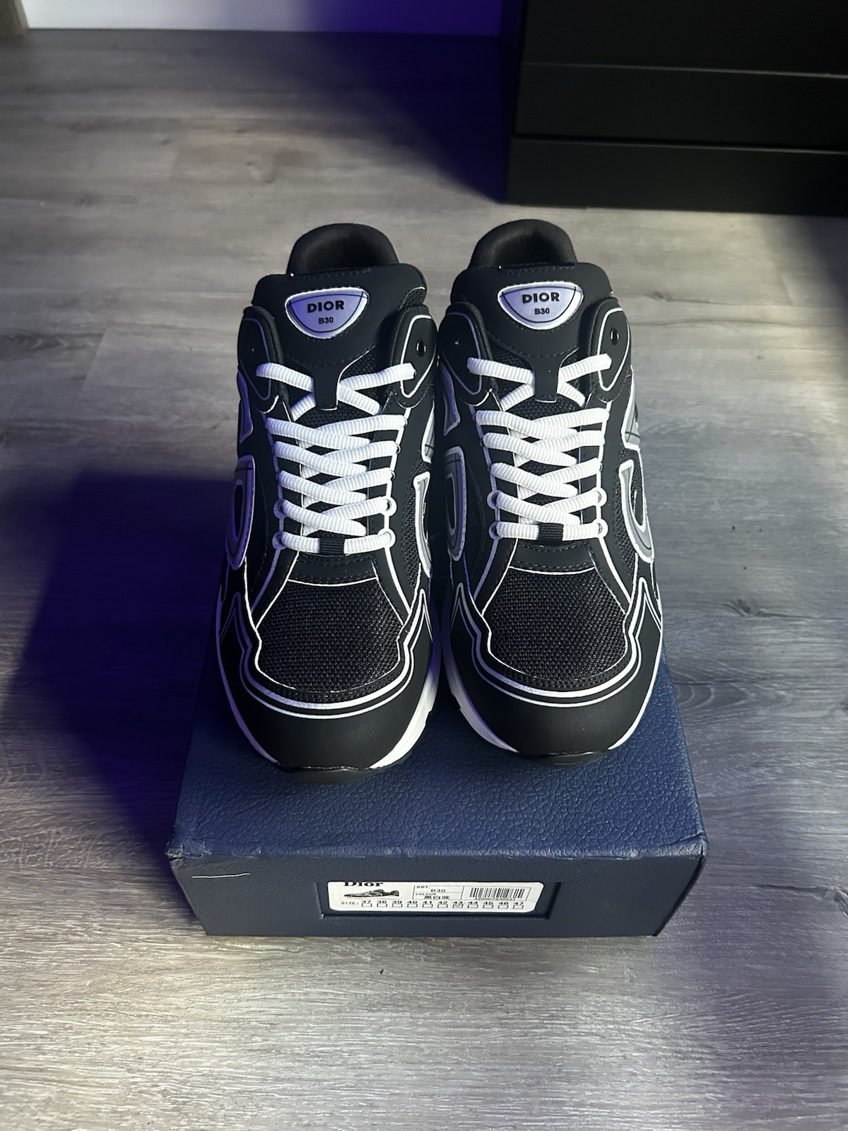 Dior B30 Men’s Low Top Lace-Up Athletic Sneakers Black White Gray New w/ Box