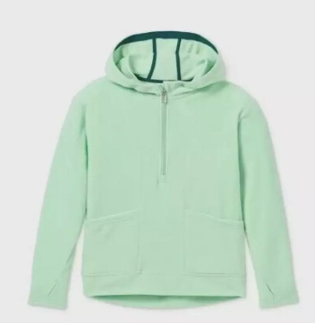 Girls’ Fleece 1/4 Zip Sweatshirt Size 10/12 Mint Green- All in Motion