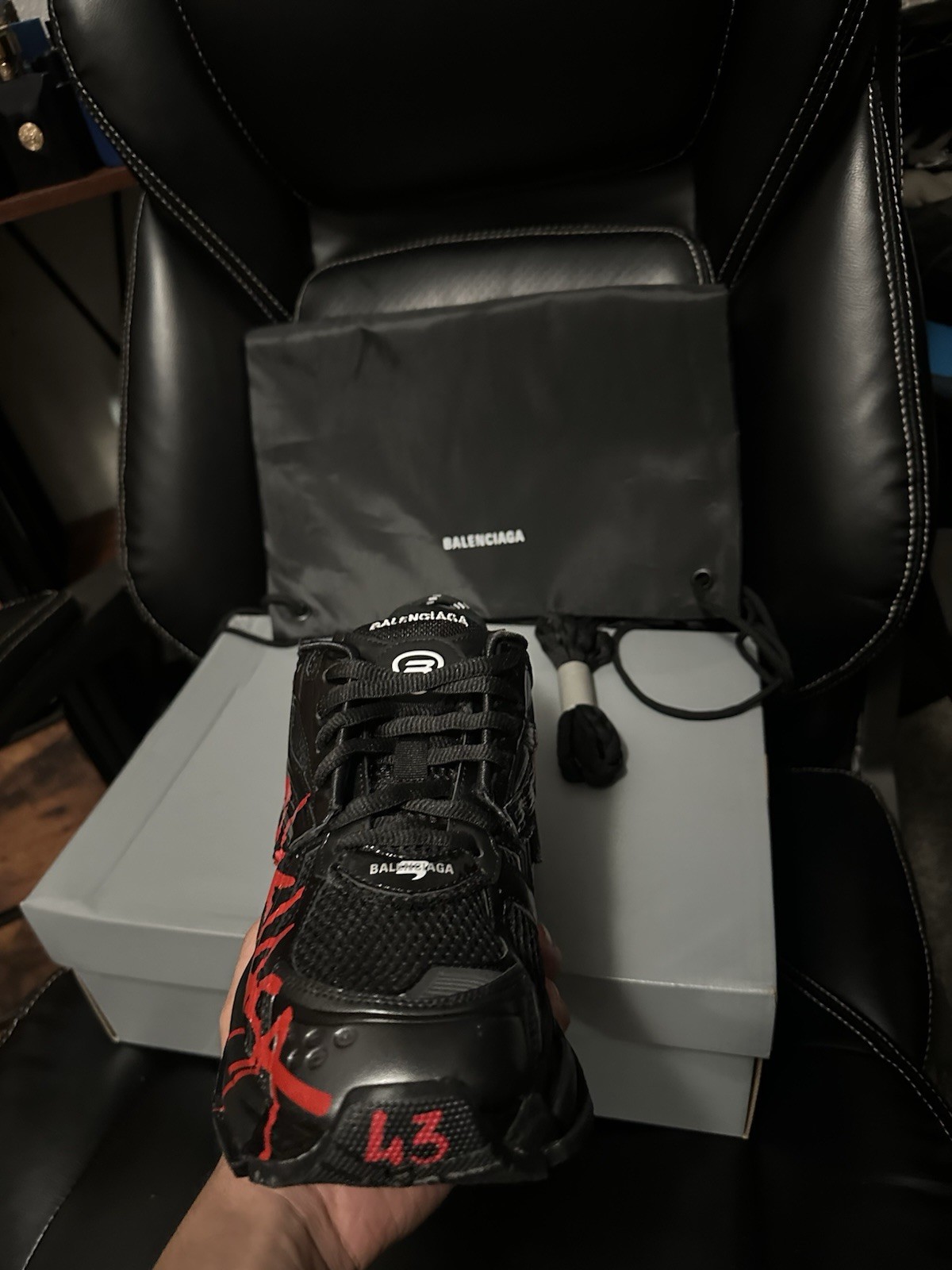 Balenciaga Men’s Runners Black And Red Sneakers Size 43 EU/ 10 US