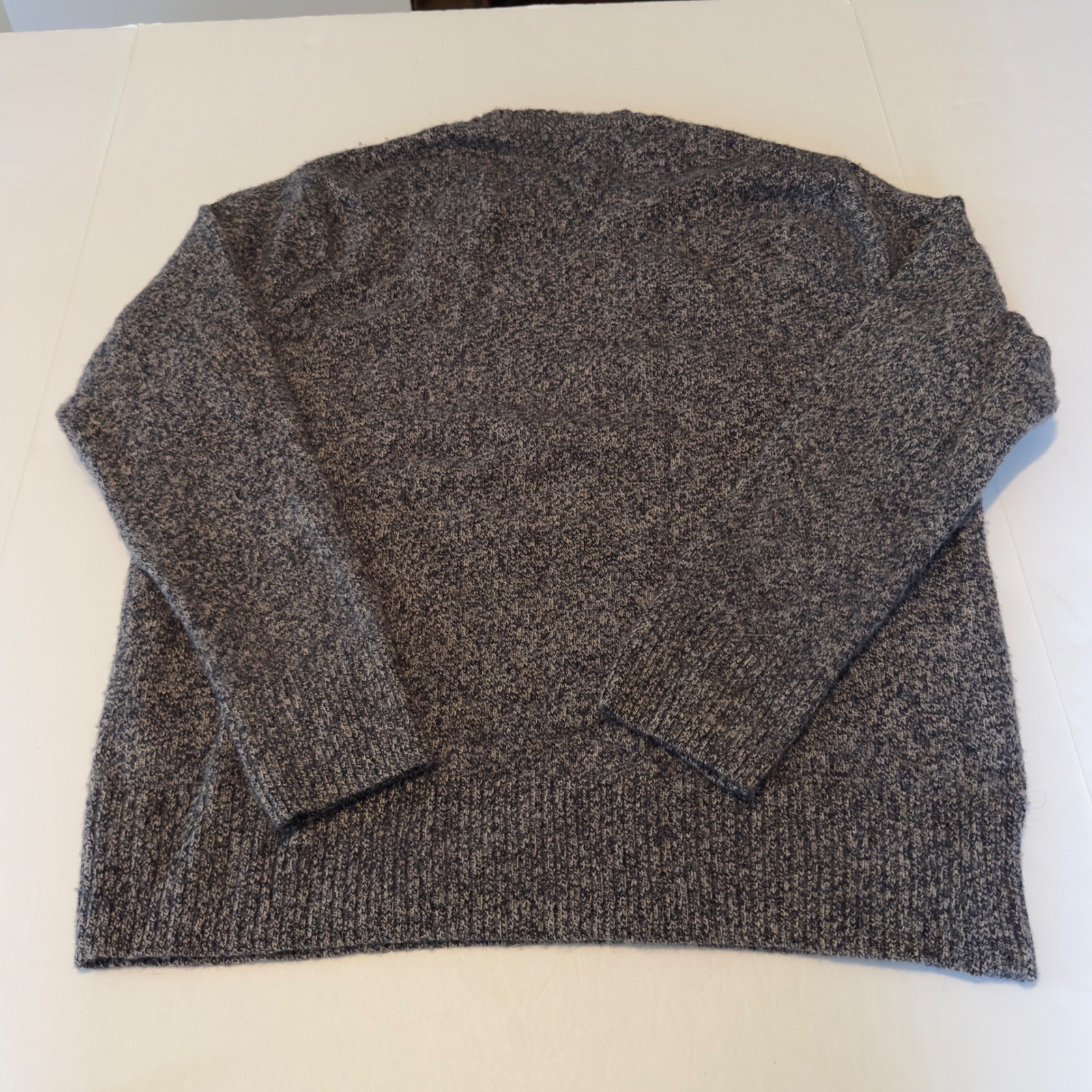 J.Crew Rugged Merino Wool Blend Marled Crewneck Sweater Mens Large Gray