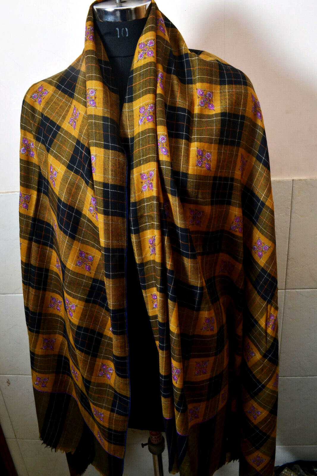 100% CASHMERE ROYAL PLAID PASHMINA KASHMIRI EMBROIDERY JAAL SHAWL – 16 DESIGNS