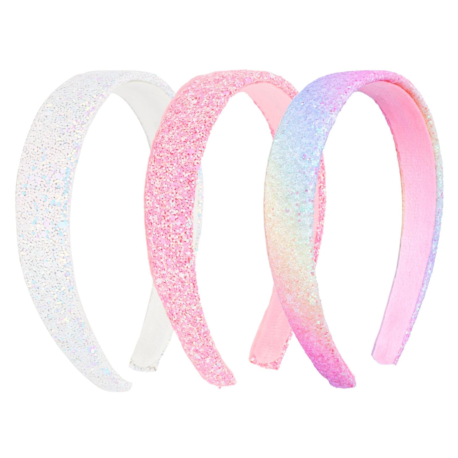 TIOSRU 3Pcs Sparkly Girls 1 Count (Pack of 3), pink+white+rainbow02