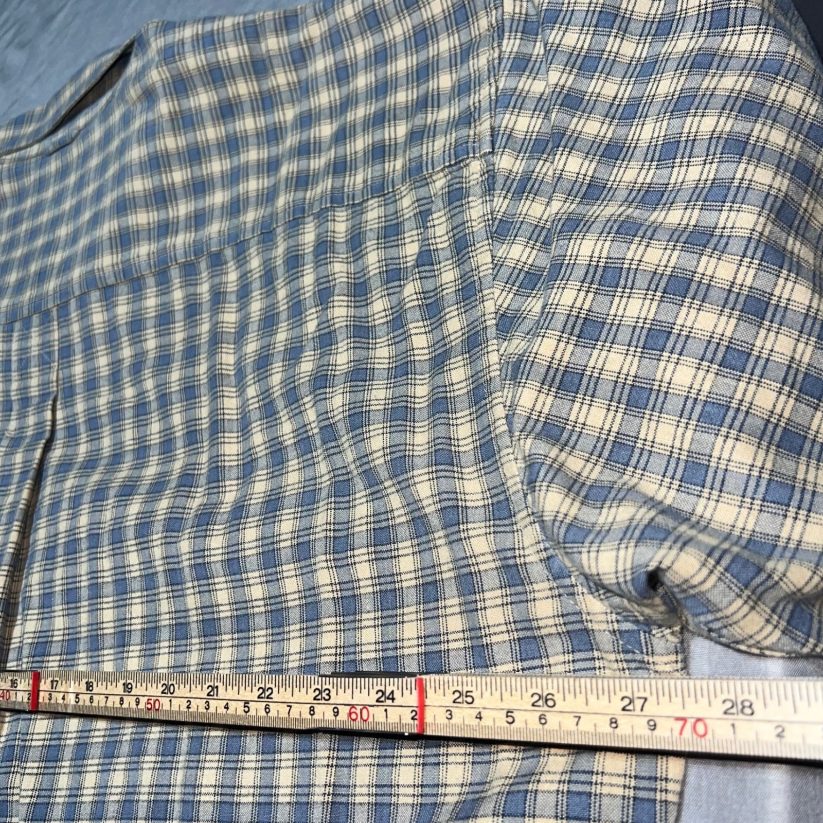 Timberland Mens XL Short Sleeve Button Down Shirt Blue Plaid Cotton Casual Logo