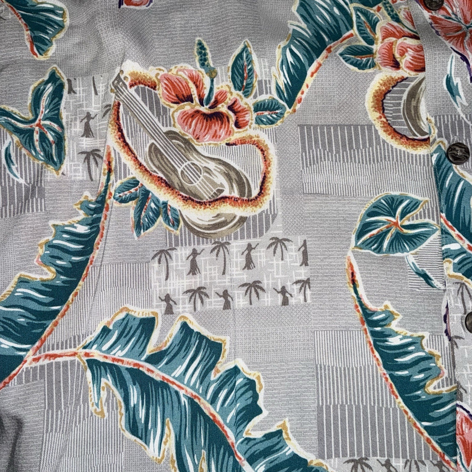 Windham Pointe 100% Rayon Black w Tropical Floral Print Mens XL Hawaiian Style