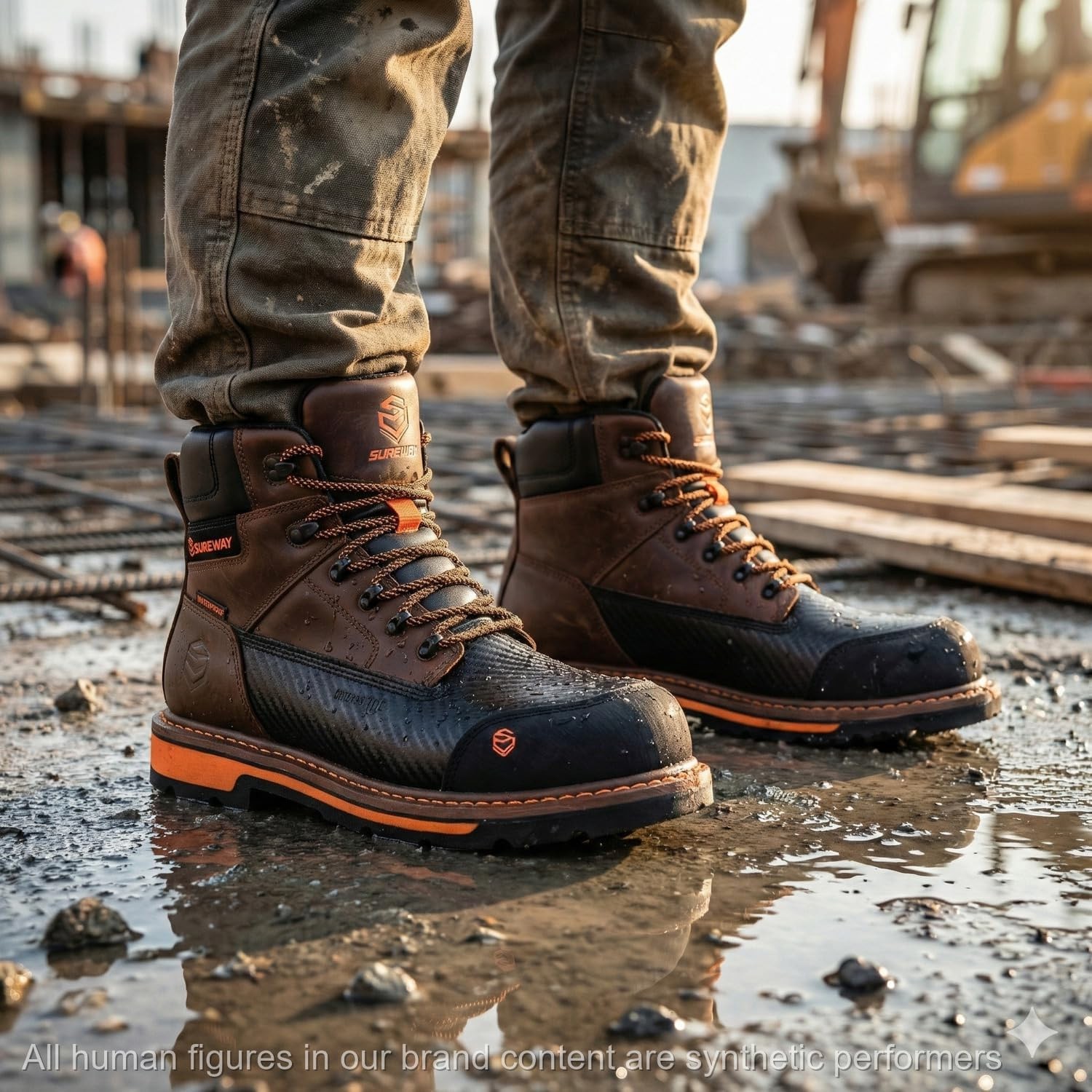 SUREWAY Men’s 6″ Waterproof Soft/Composite Toe Work Boots – Crazy Horse Leath…