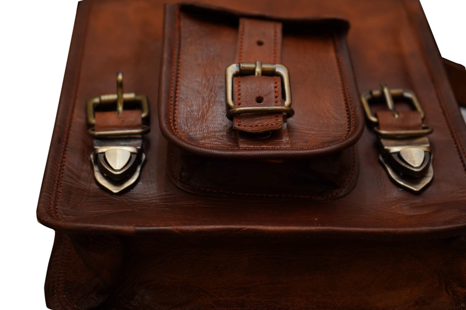 Leather Messenger Satchel Bag9x11Brown Crossbody Tablet Bag for Men +FreeJournal