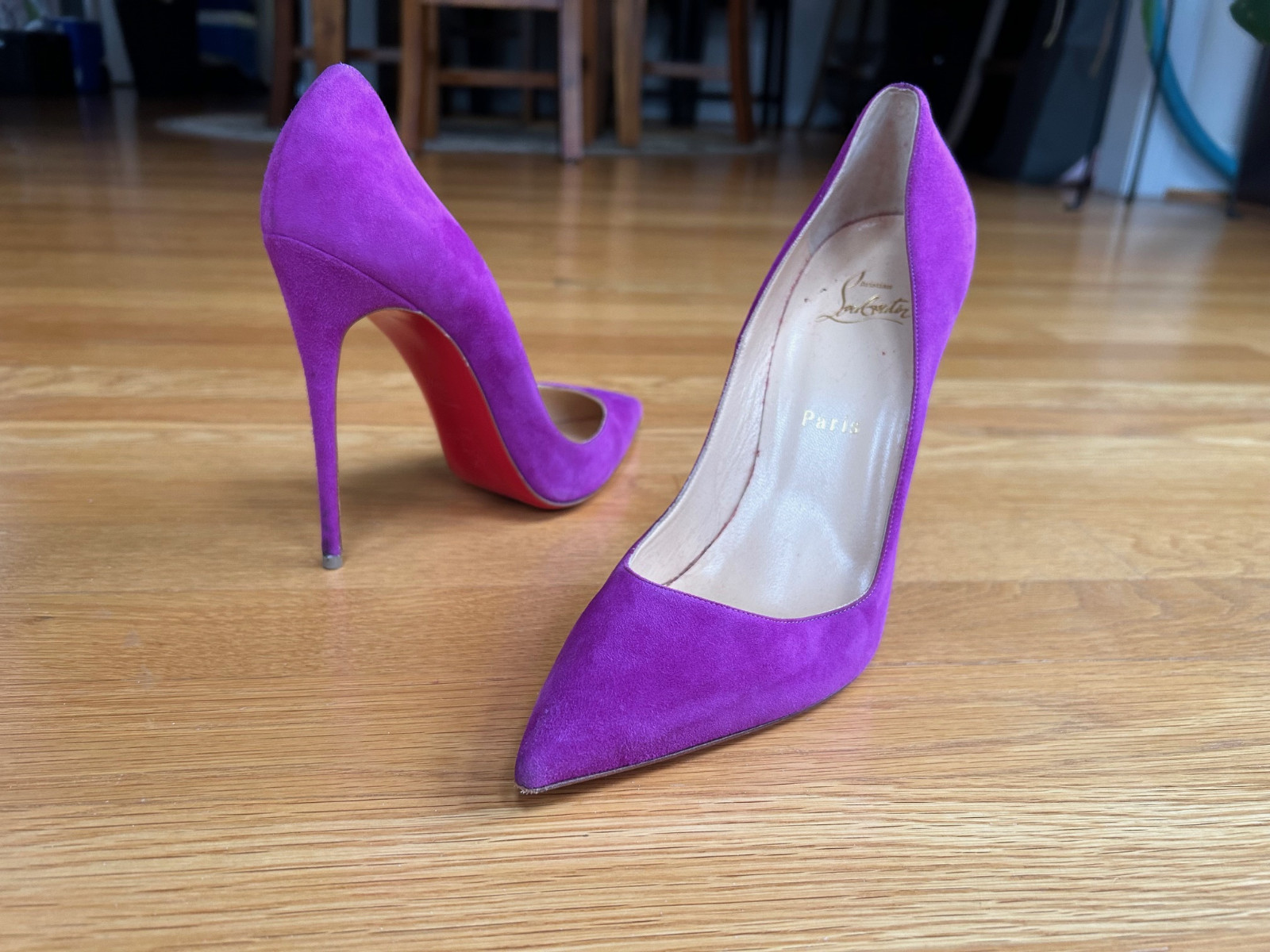 CHRISTIAN LOUBOUTIN Purple So Kate 120mm Suede Pumps SZ 9.5 39.5 Good &Box &Bag