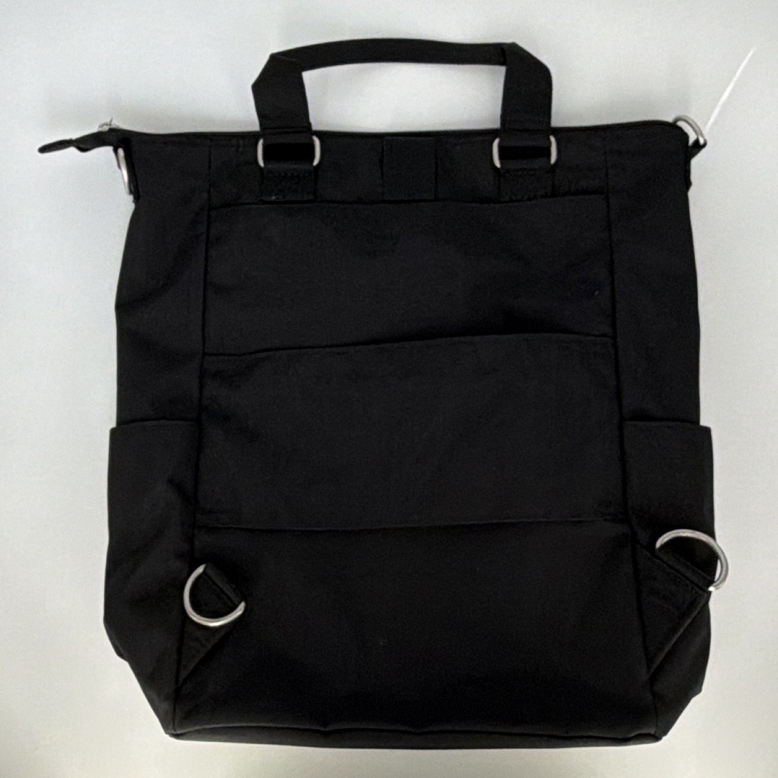 baggallini Black Medium Tote Bag Zip Closure, Outer Pockets, Detachable Strap