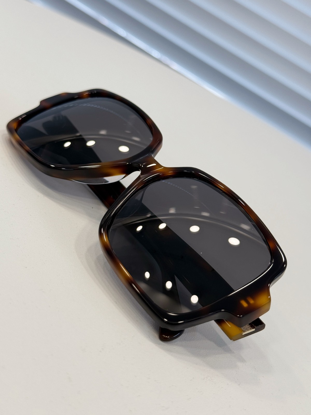 Celine Tortoiseshell Oversized Square Sunglasses Gold Triomphe Logo