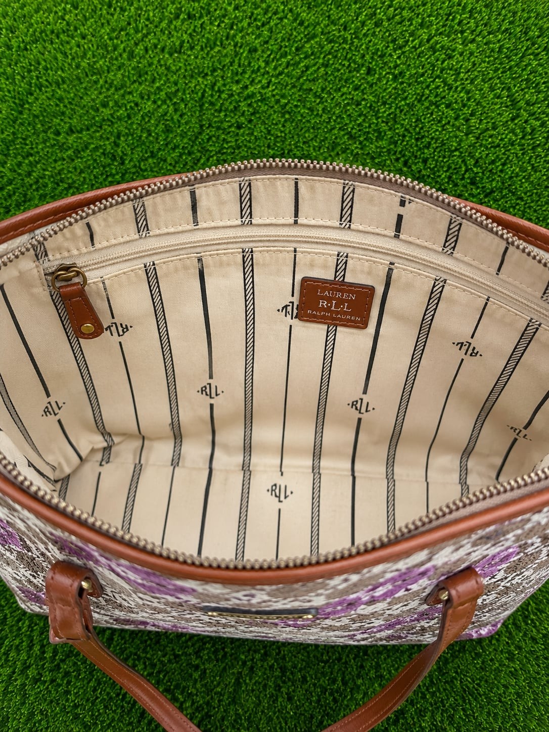 Lauren Ralph Lauren Floral Print Coated Canvas Tote Bag