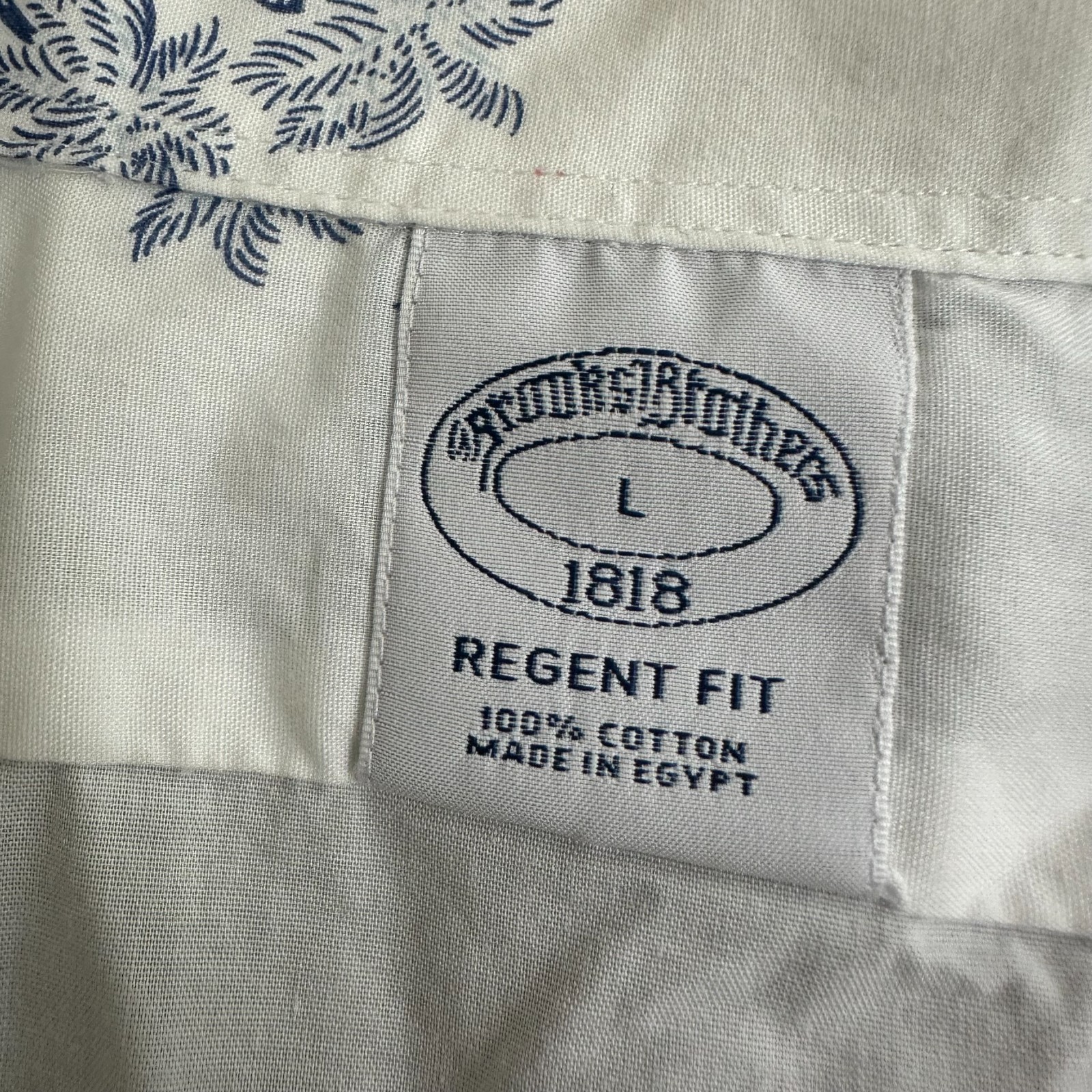 Brooks Brothers Hawaiian Camp Loop Shirt Blue Palm Tree Surfboard Regent Mens L