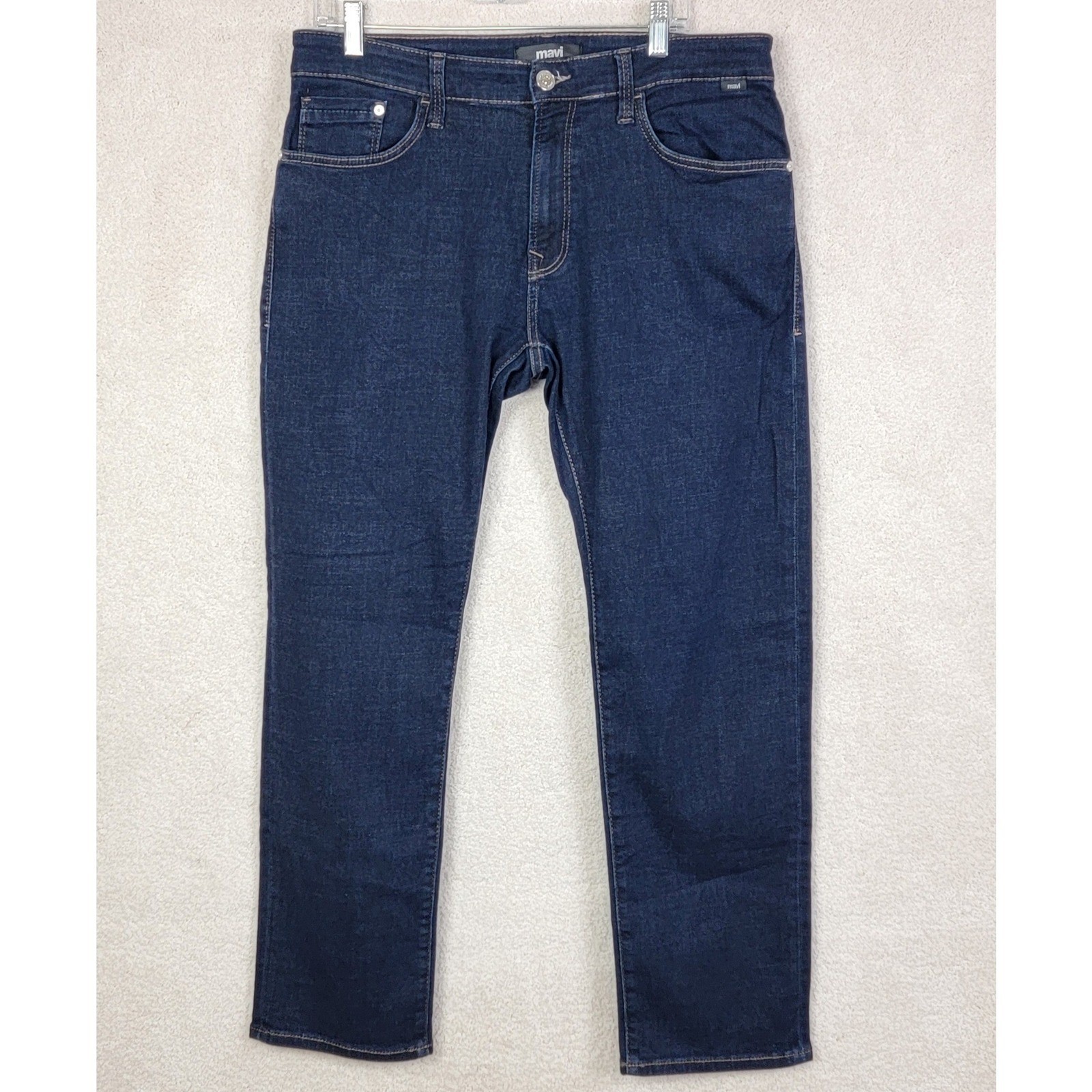 Mavi Zach Straight Leg Jeans Mens 34×30 Dark Indigo Stretch Denim Classic Fit
