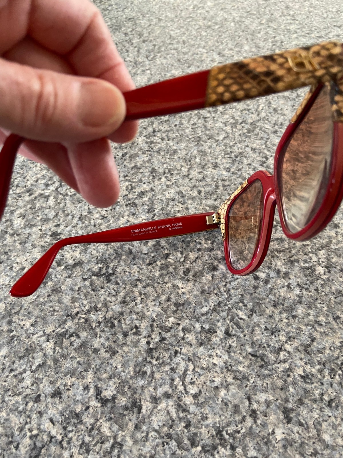 Emmanuelle Khanh Paris 8080 69 PP Red Snake Skin Framed Sunglasses