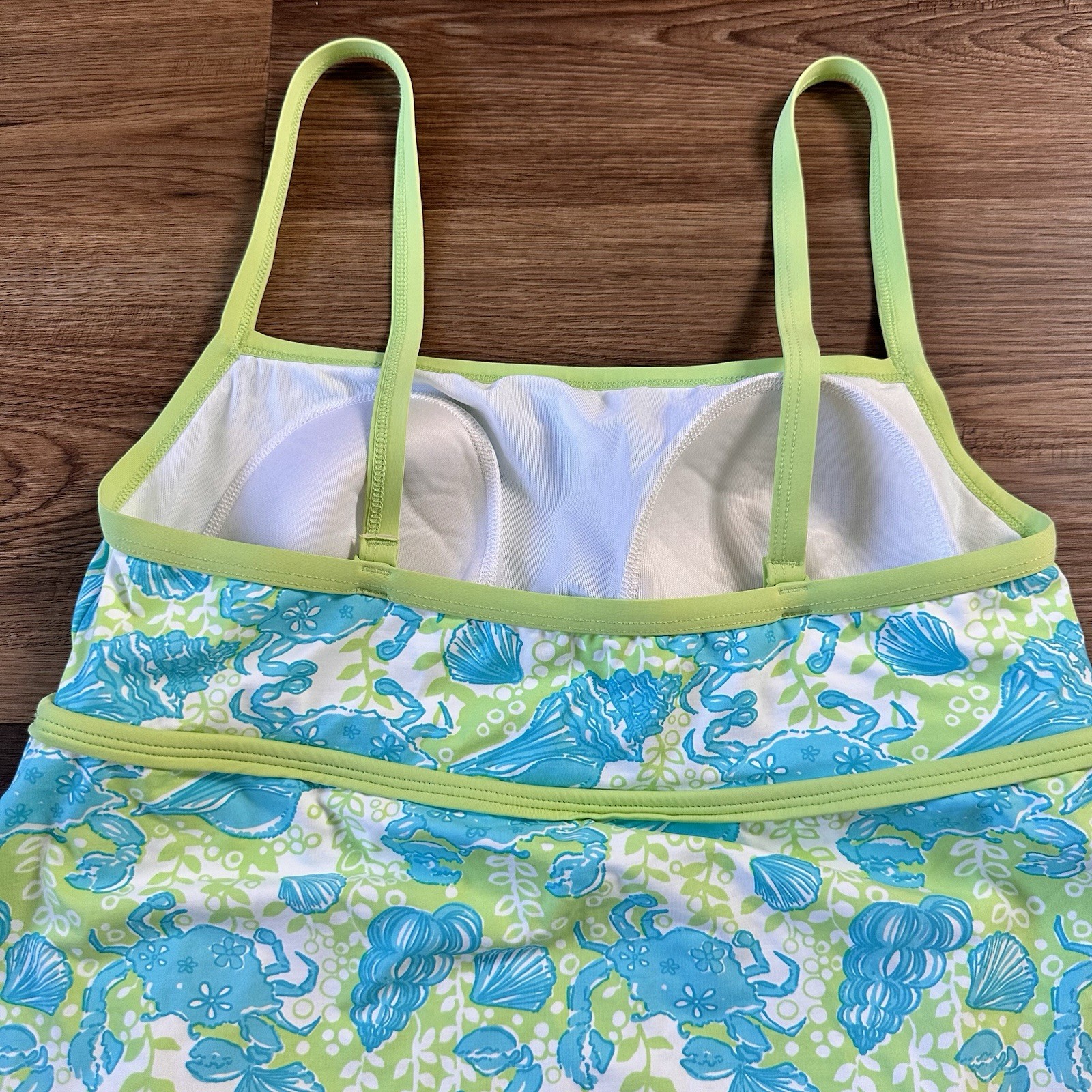 Lilly Pulitzer One Piece Swimsuit Swimdress 14 Blue Green Chillin Crab Shell NEW