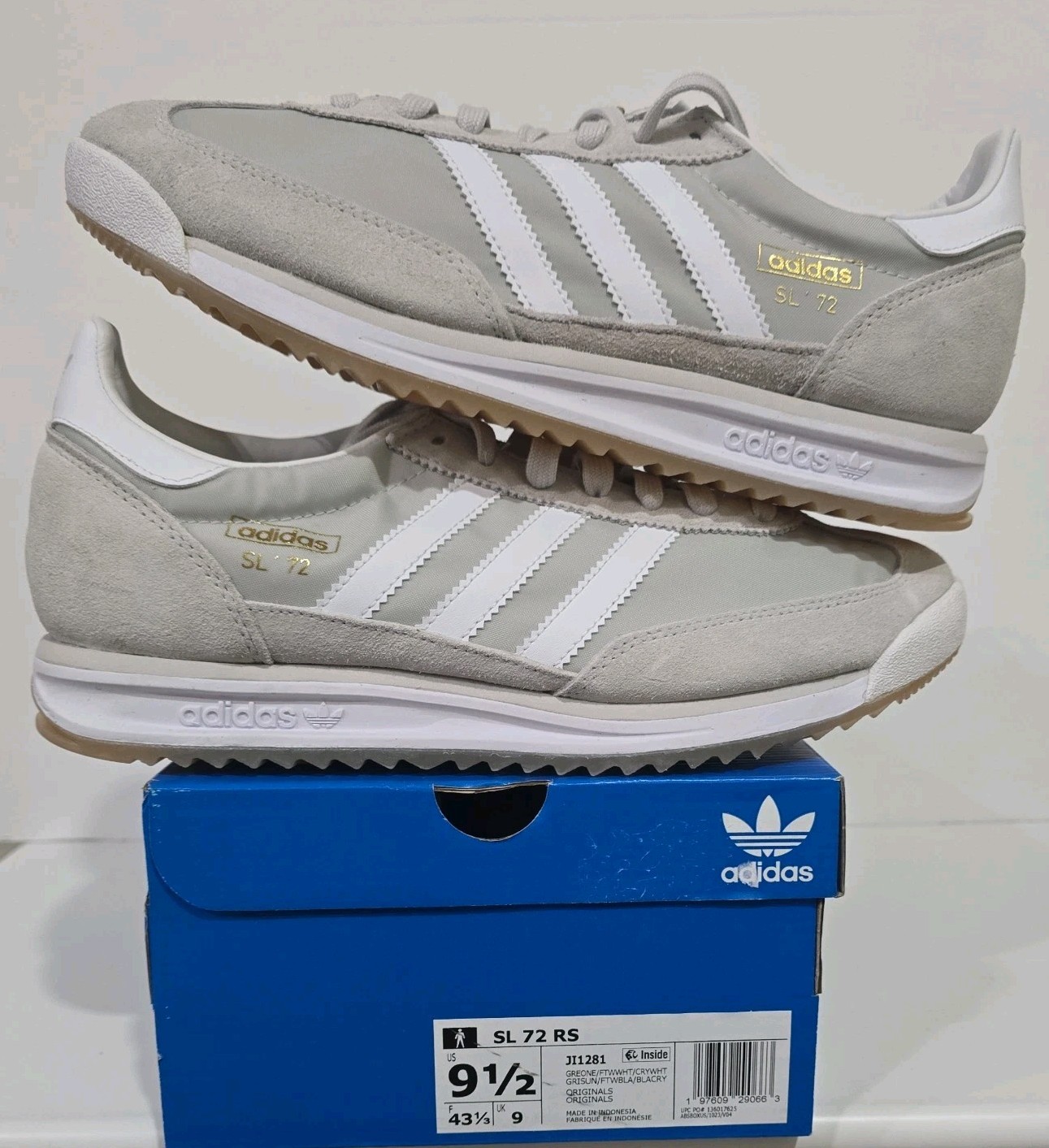 Adidas Originals SL 72 RS Mens 9.5 Gray White Shoes Sneakers Athletic Low JI1281