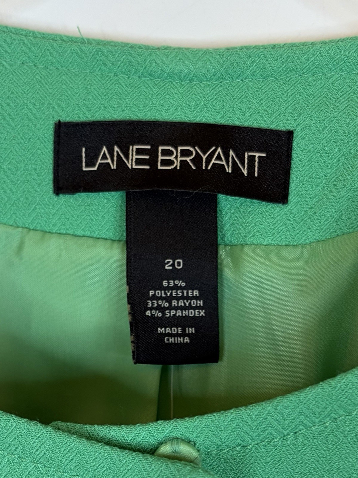 LANE BRYANT Green Toggle Blazer Women 20 Lined Collarless Textured Professional