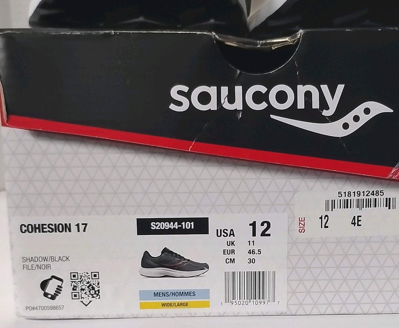 Saucony Mens Cohesion 17 “Shadow Red” 4E Wide Sneakers S20944-101 Size 12