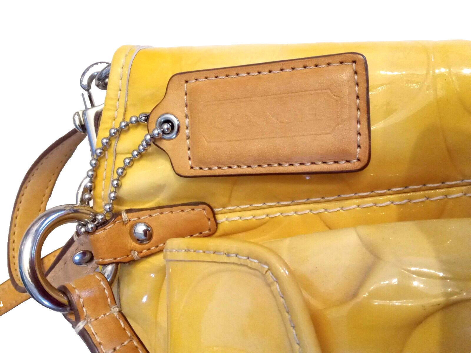 Coach Handbag LEAH CrossBody Convertible Double Strap YELLOWED Patent Leather