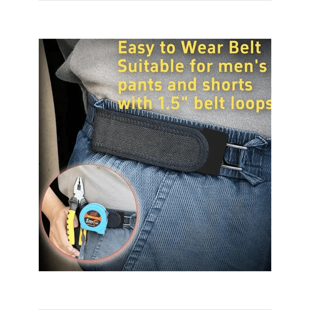 4pcs Black Elastic Waist Belt Metal Hook Comfortable Valentine Gift for Men