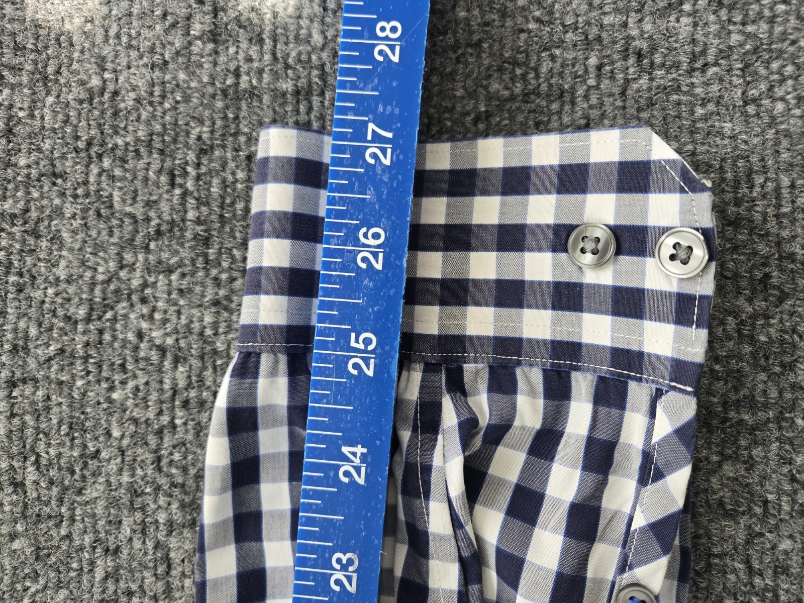 Gap Shirt XL Blue Whit Plaid Button Up Slim Fit Long Sleeve Mens 17-17.5