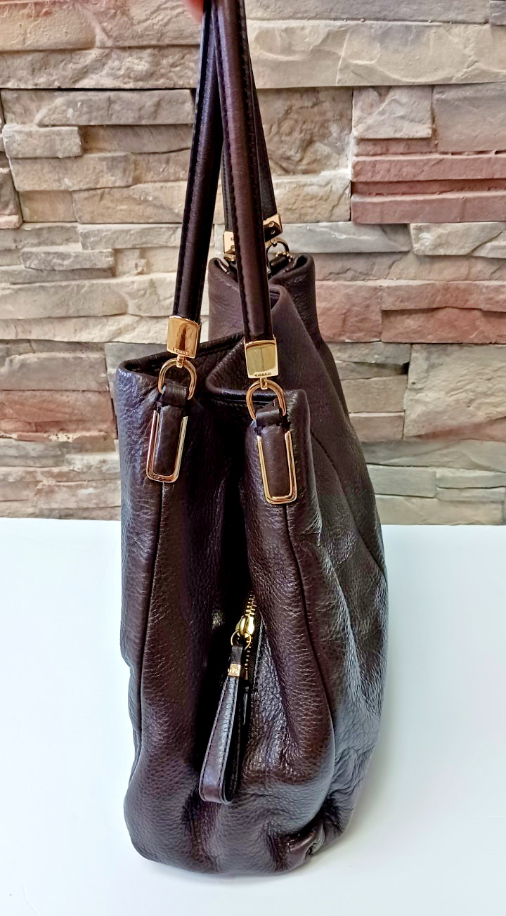 Vintage Coach Madison Phoebe 26224 DARK BROWN Pebbled Leather Bag 2010s * NOS